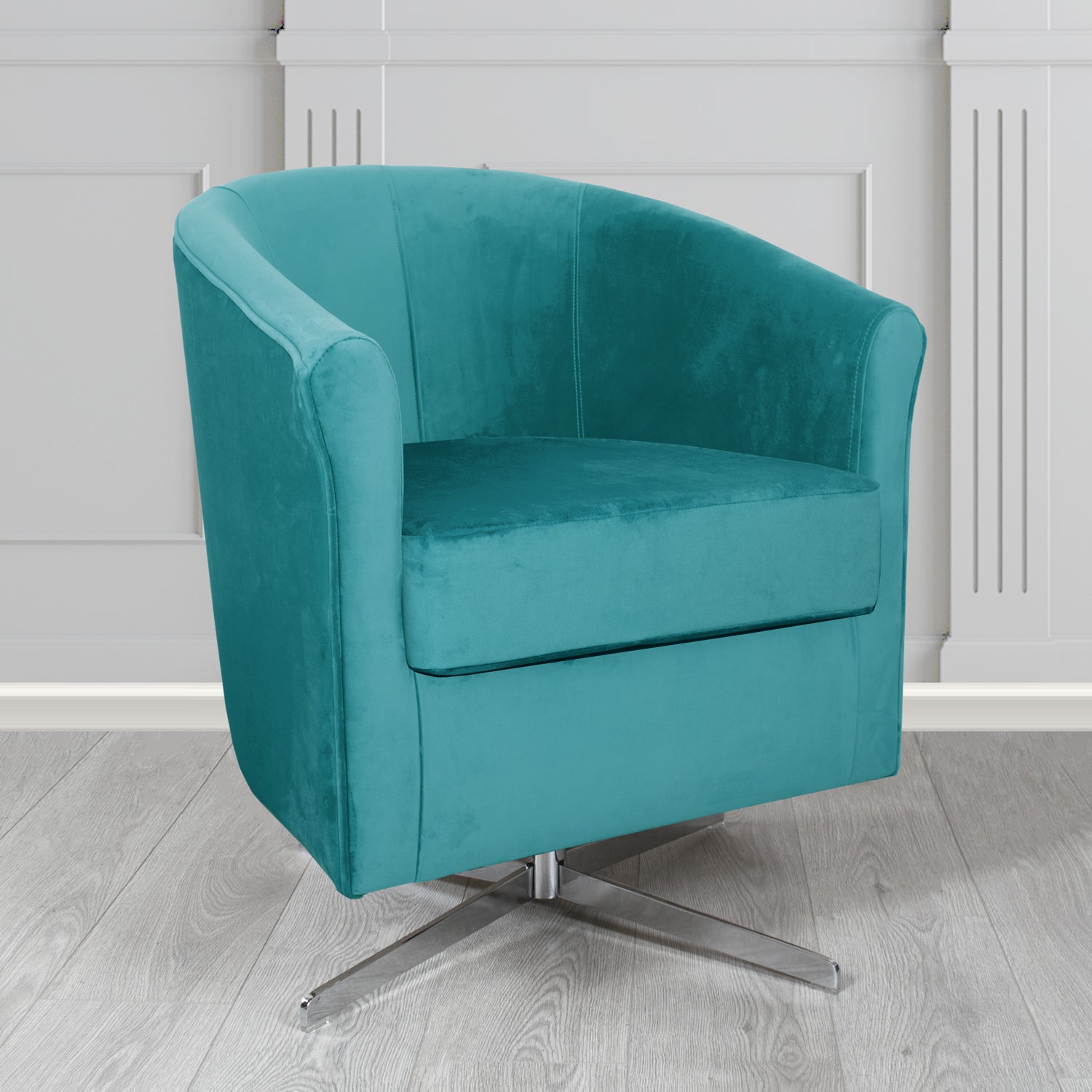 Cannes Swivel Tub Chair in Panaz Fabrics Allure Crib 5 Velvet Fabric