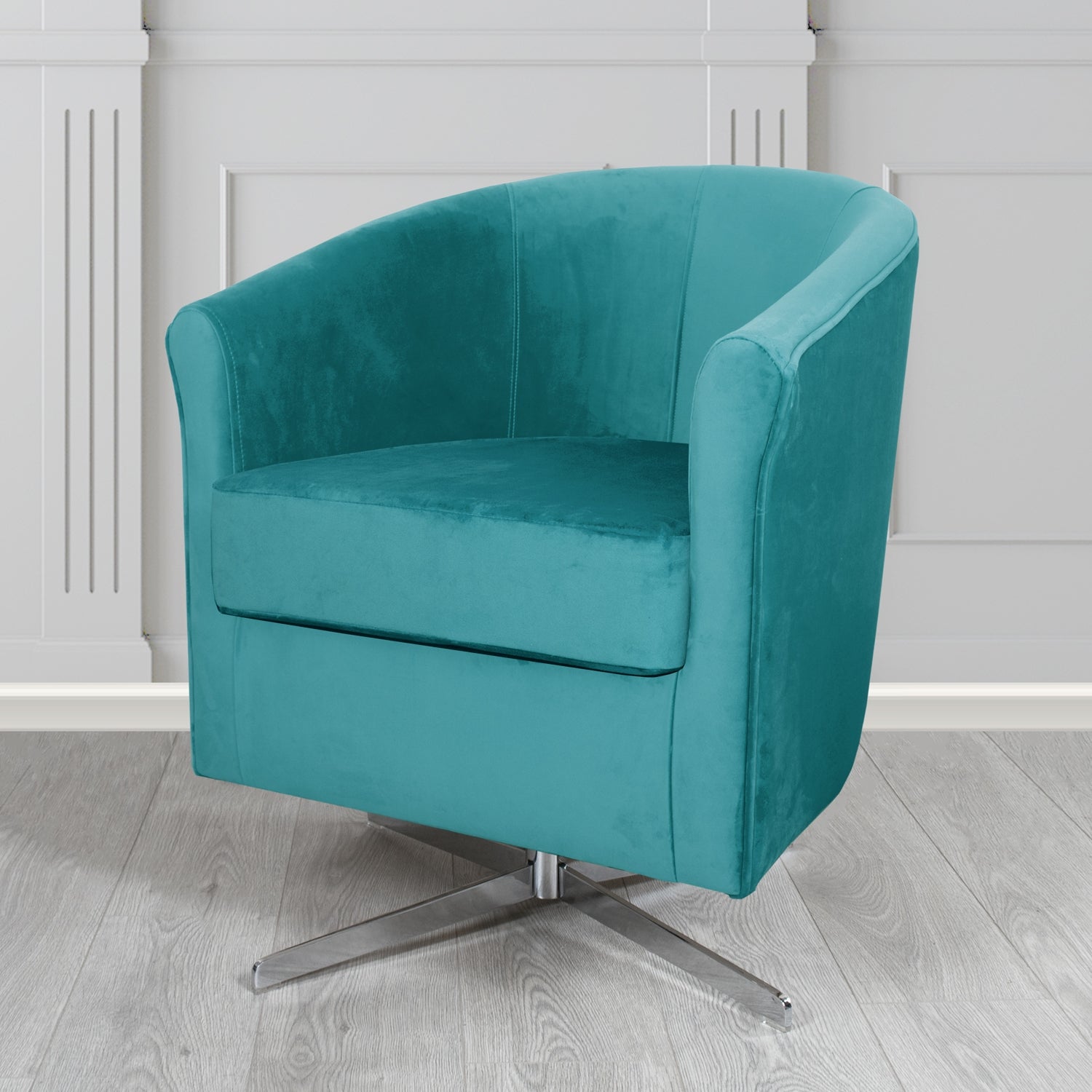 Cannes Swivel Tub Chair in Panaz Fabrics Allure Crib 5 Velvet Fabric