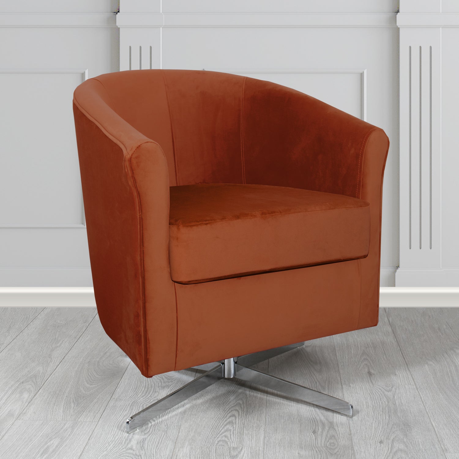 Cannes Swivel Tub Chair in Panaz Fabrics Allure Crib 5 Velvet Fabric