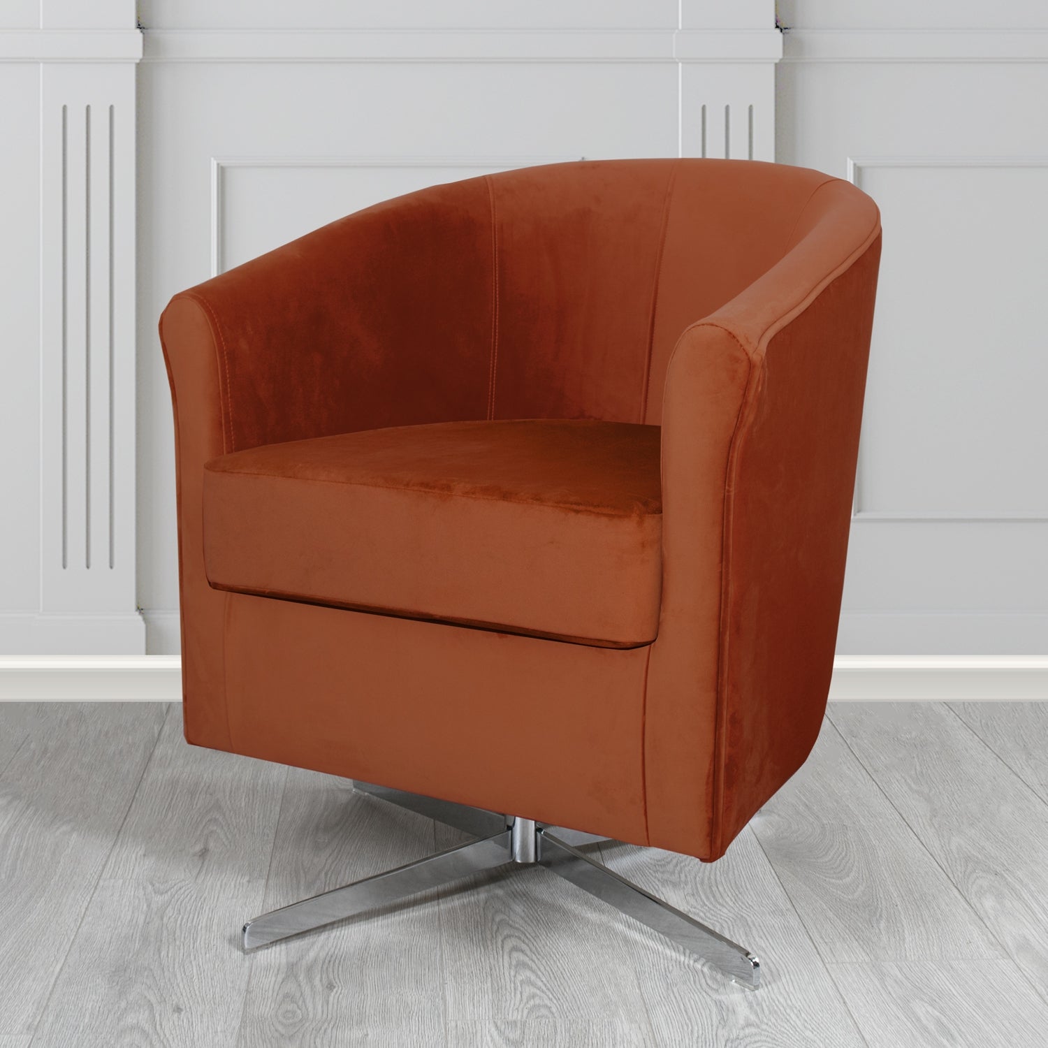 Cannes Swivel Tub Chair in Panaz Fabrics Allure Crib 5 Velvet Fabric