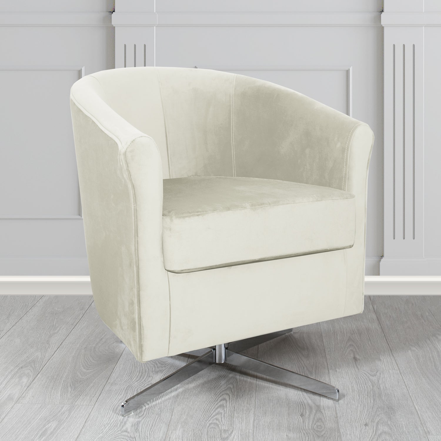 Cannes Swivel Tub Chair in Panaz Fabrics Allure Crib 5 Velvet Fabric