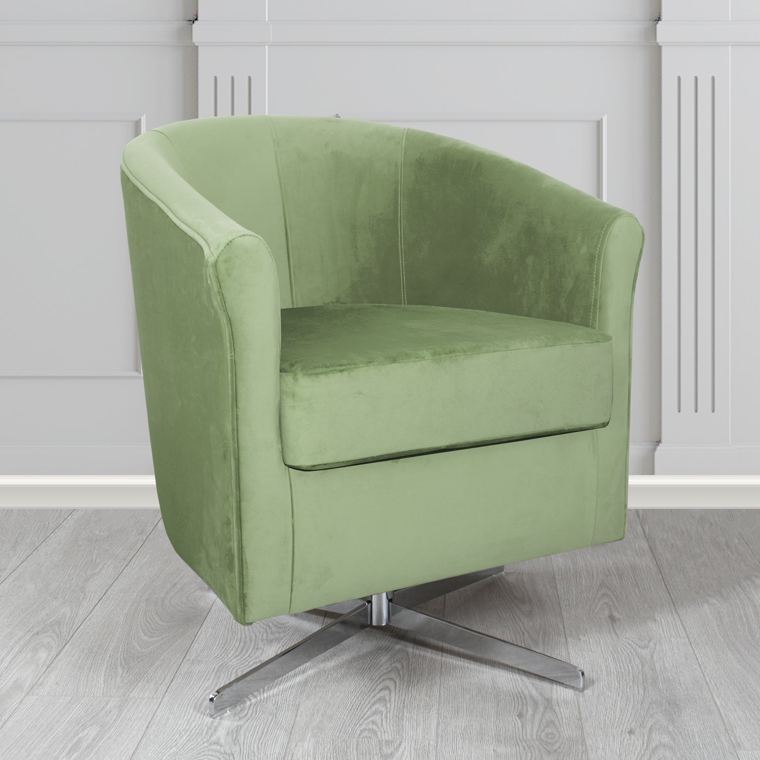 Cannes Swivel Tub Chair in Panaz Fabrics Allure Crib 5 Velvet Fabric