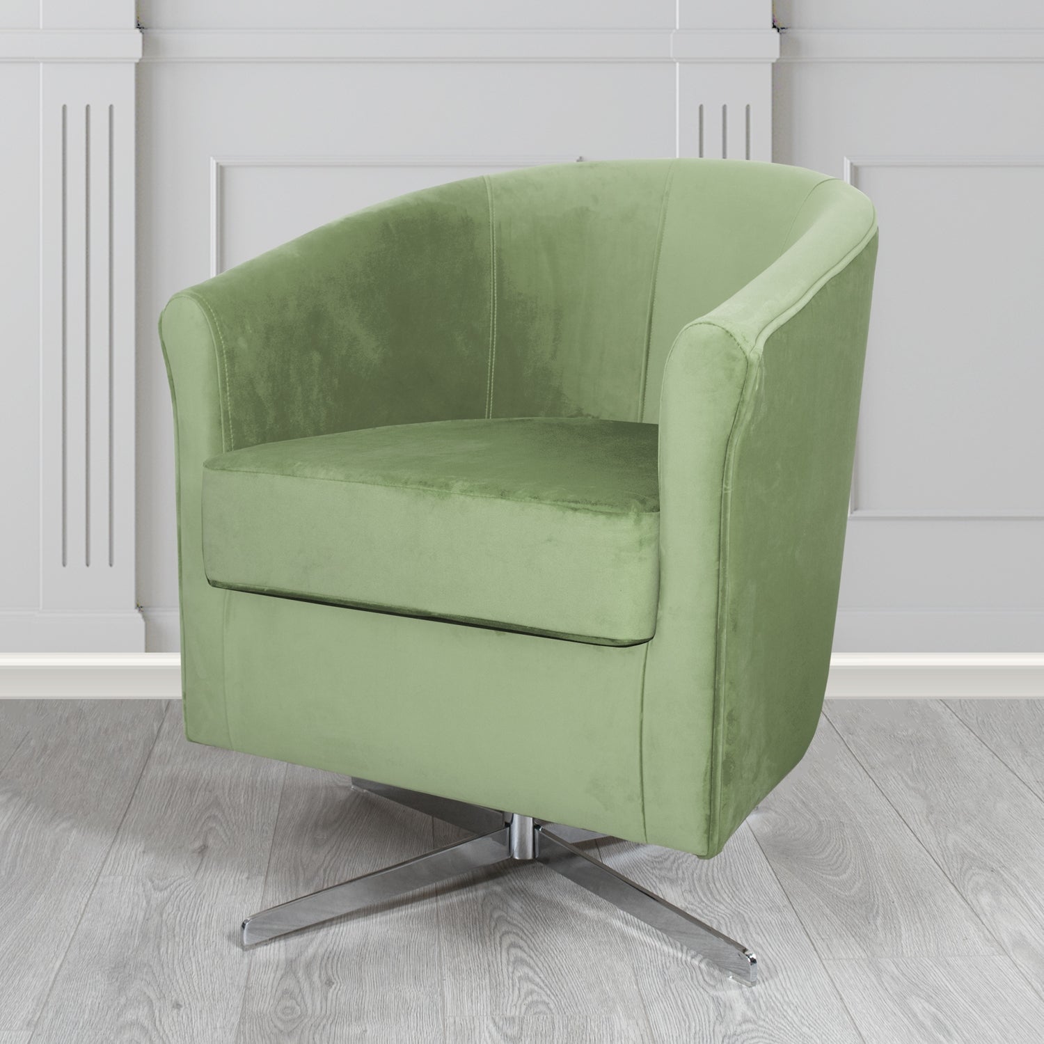 Cannes Swivel Tub Chair in Panaz Fabrics Allure Crib 5 Velvet Fabric