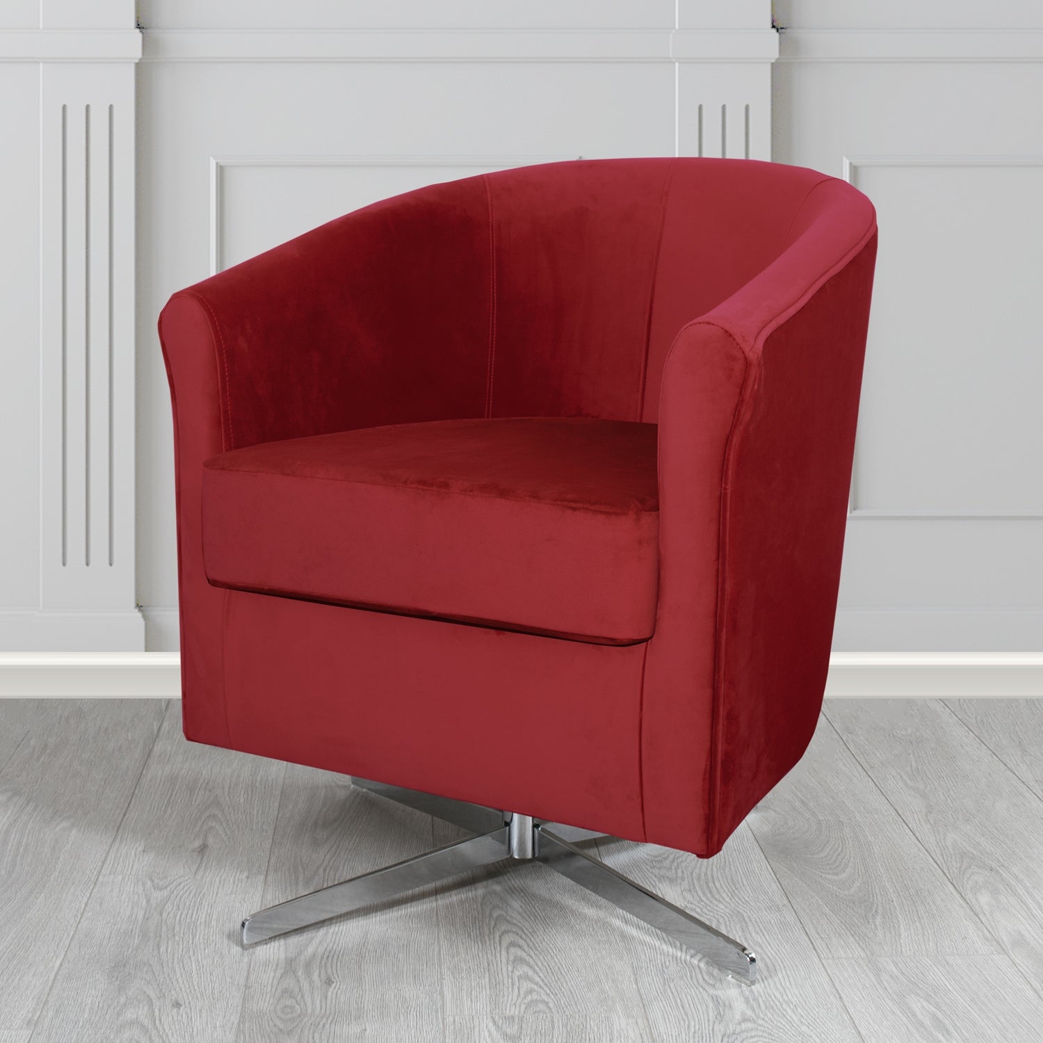 Cannes Swivel Tub Chair in Panaz Fabrics Allure Crib 5 Velvet Fabric