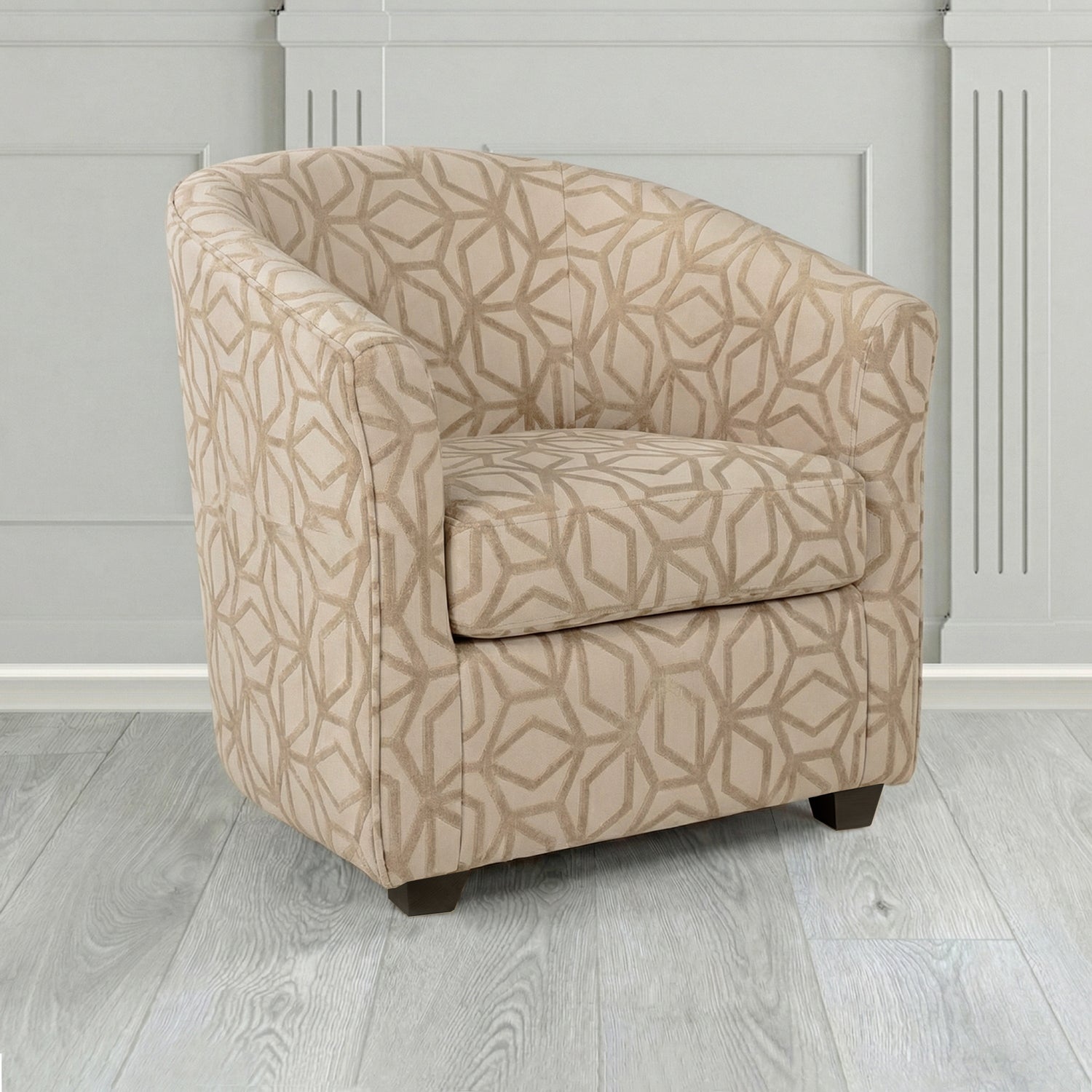 Cannes Tub Chair in Panaz Fabrics Lexington Corinthia Geometric Crib 5 Velvet Fabric
