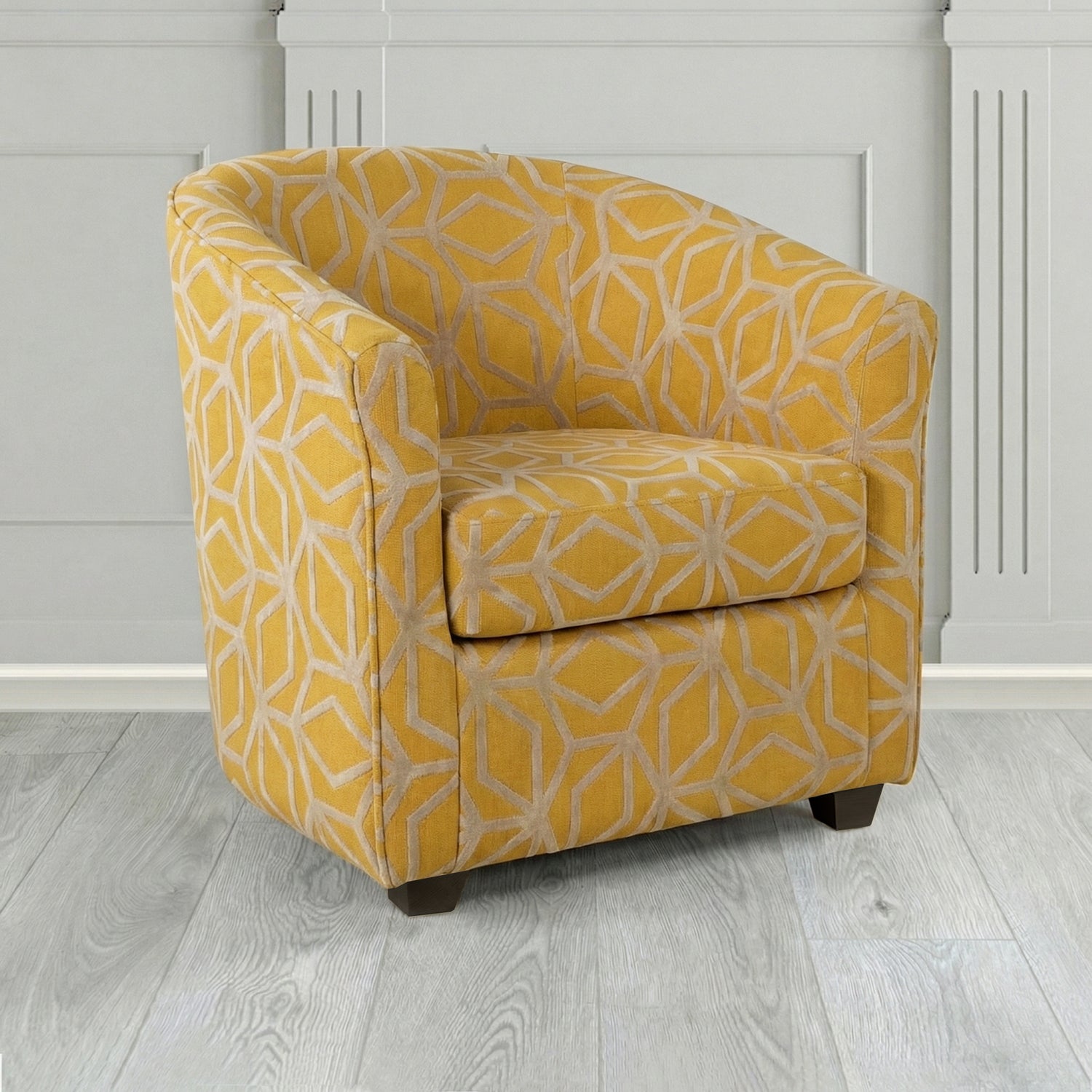 Cannes Tub Chair in Panaz Fabrics Lexington Corinthia Geometric Crib 5 Velvet Fabric