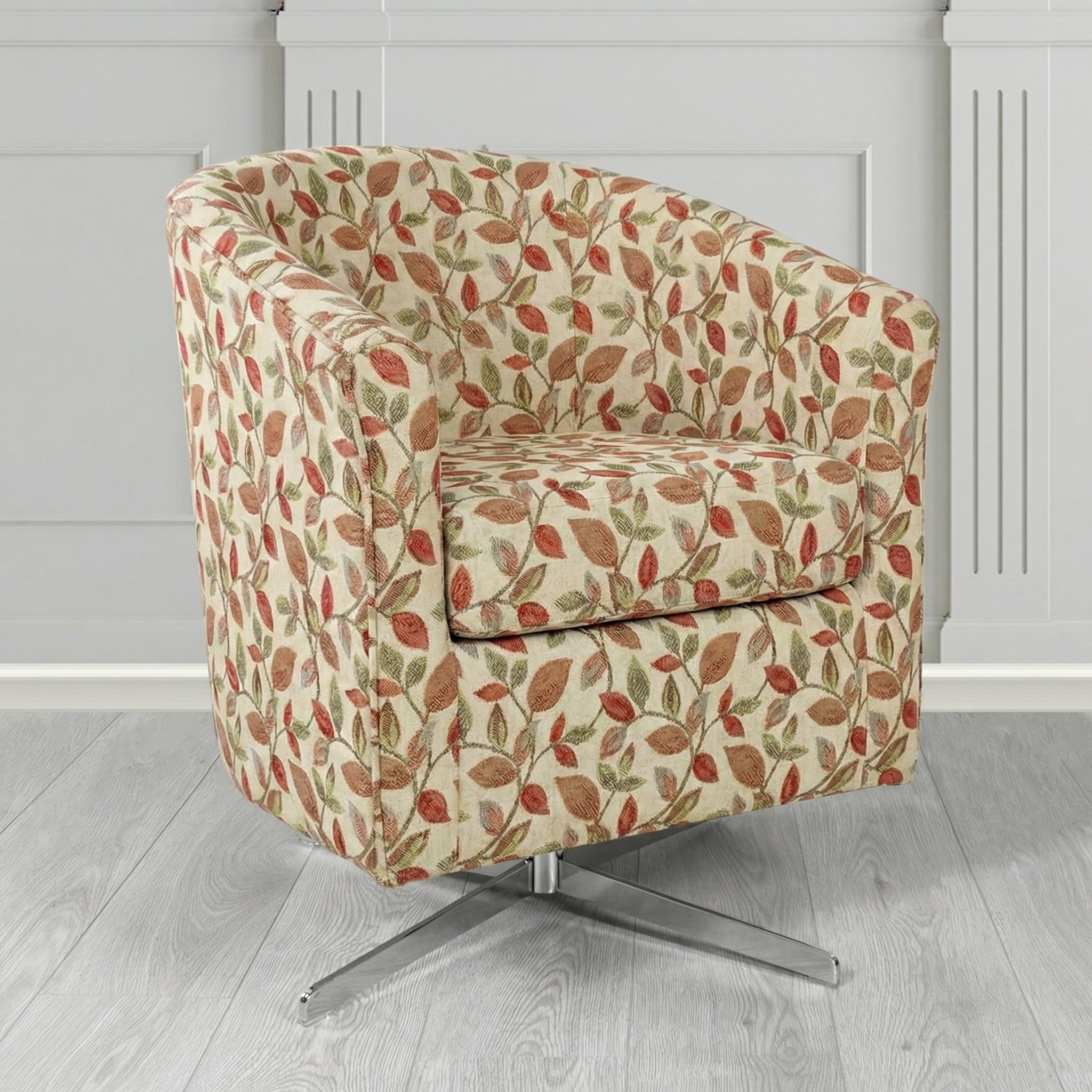 Cannes Swivel Tub Chair in Porter and Stone Vercelli Floral Fabric