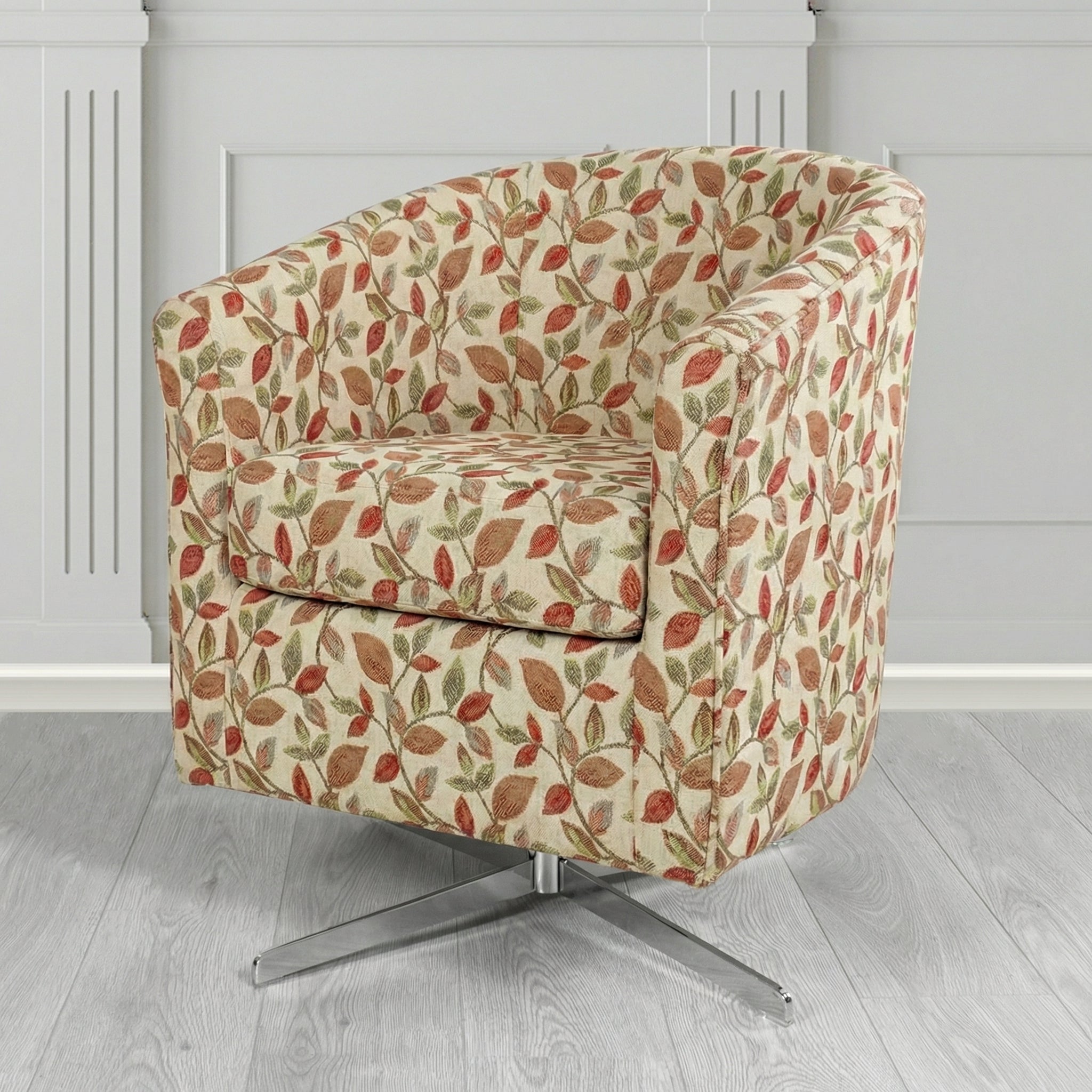 Cannes Swivel Tub Chair in Porter and Stone Vercelli Floral Fabric