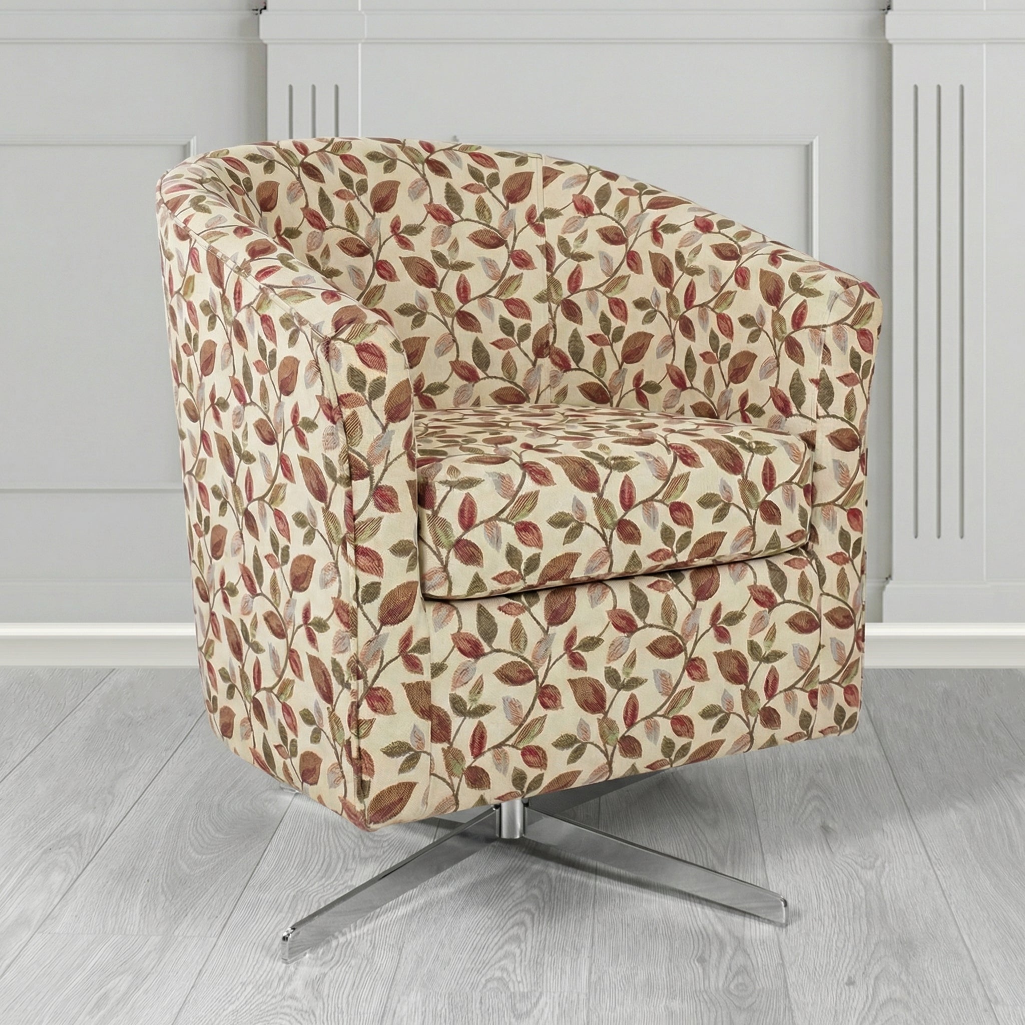 Cannes Swivel Tub Chair in Porter and Stone Vercelli Floral Fabric