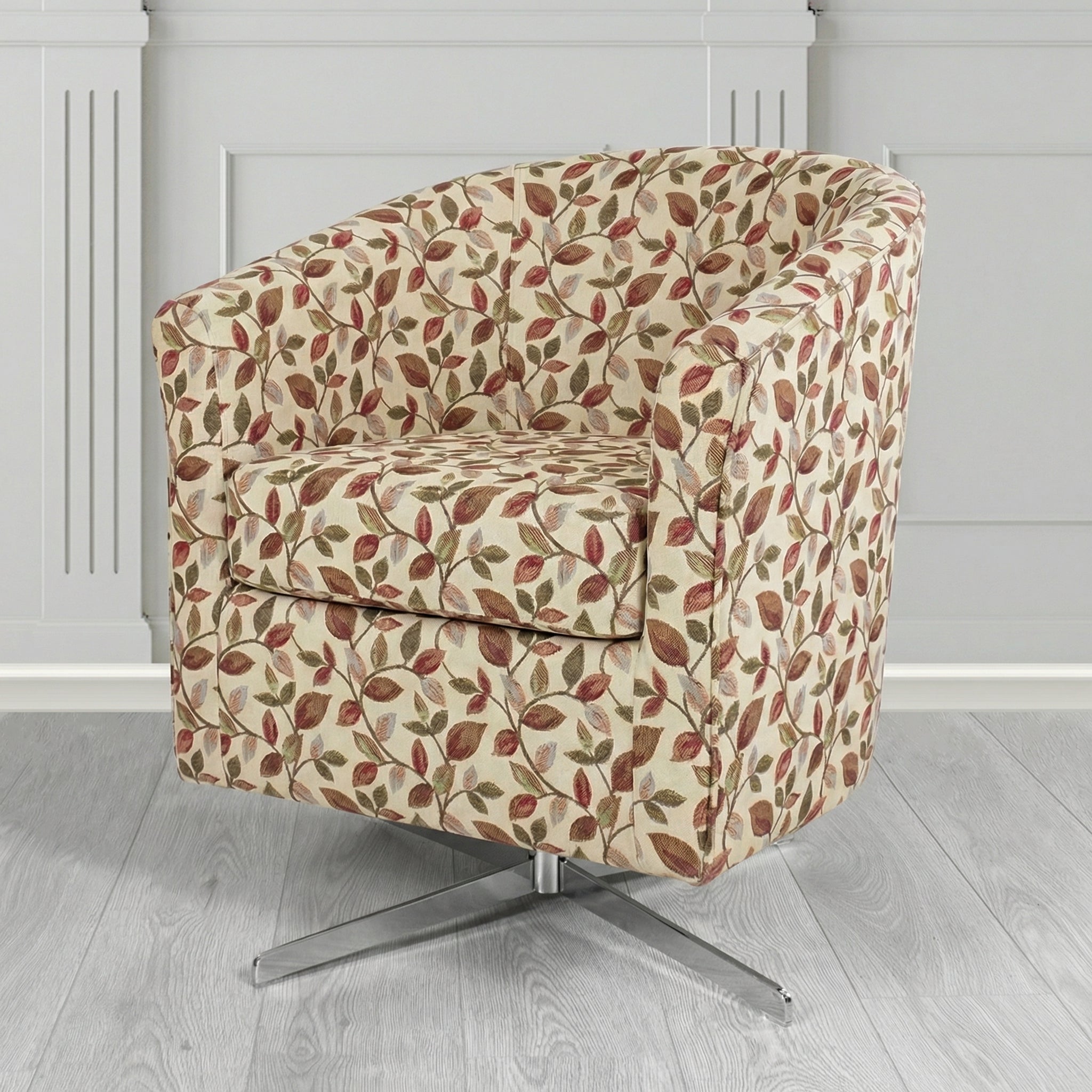 Cannes Swivel Tub Chair in Porter and Stone Vercelli Floral Fabric