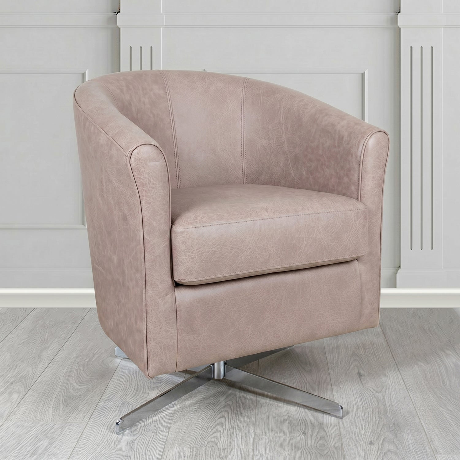 Cannes Swivel Tub Chair in Crest Leather Saloon Semi-Aniline Crib 5 Genuine Leather