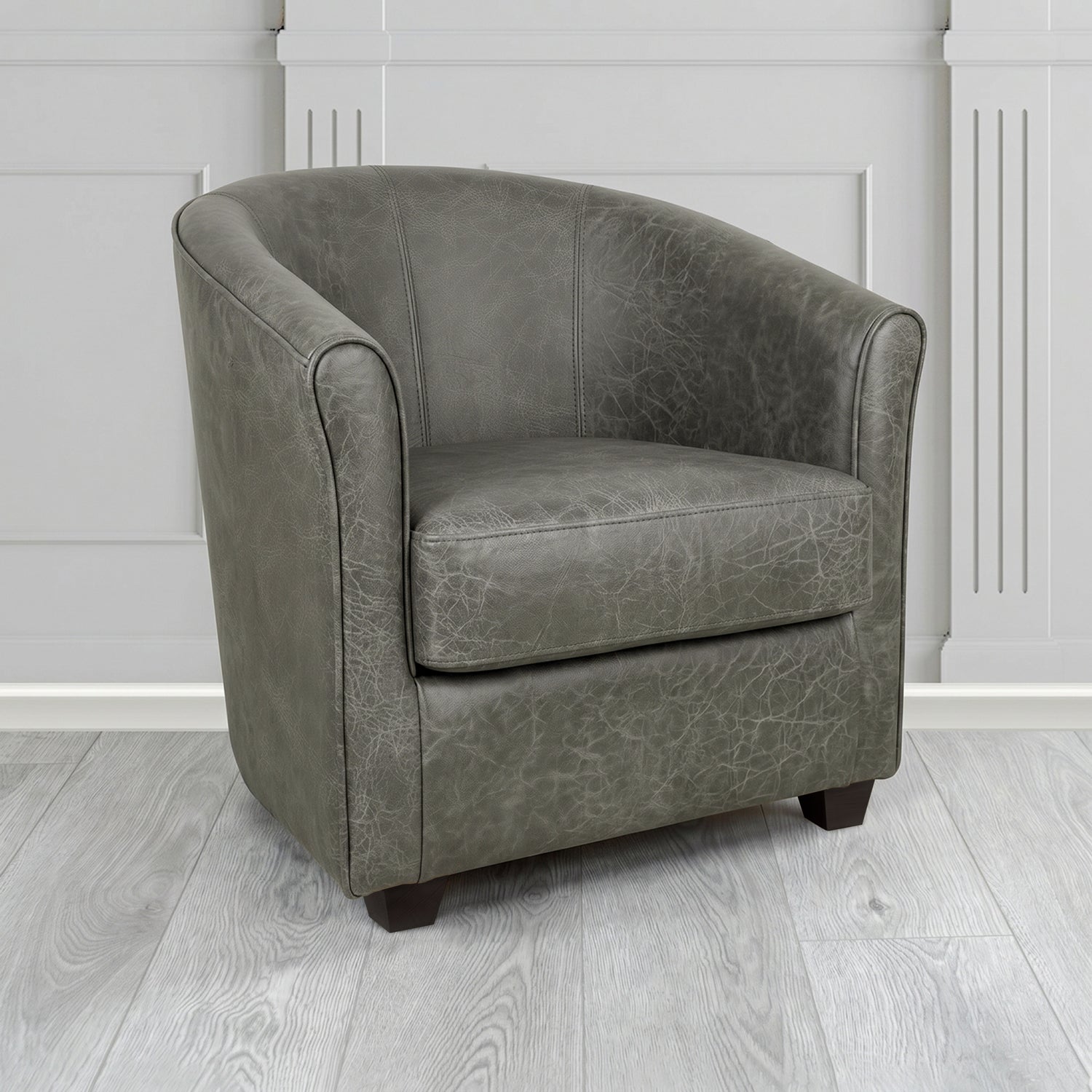 Cannes Tub Chair in Crest Leather Saloon Semi-Aniline Crib 5 Genuine Leather