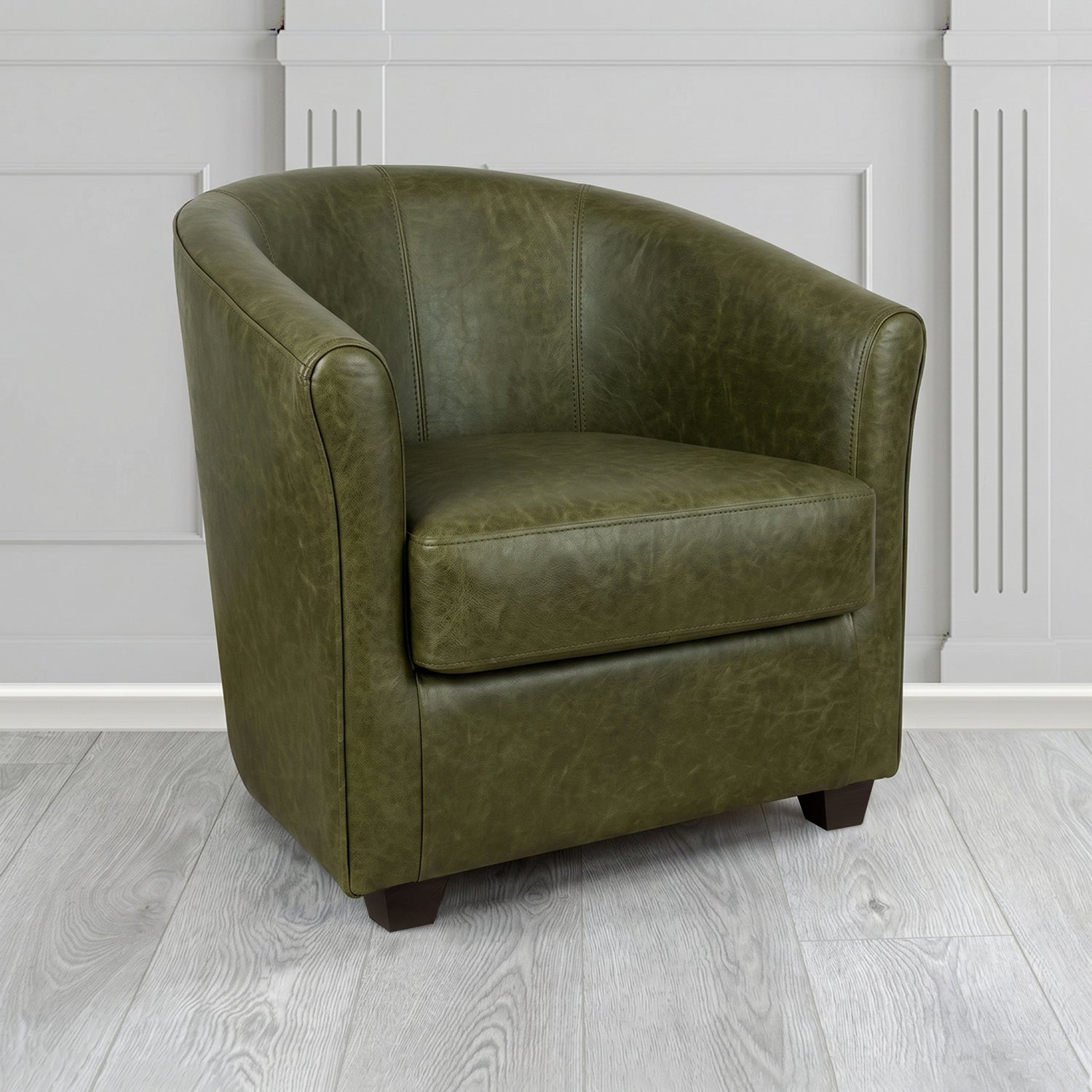 Cannes Tub Chair in Crest Leather Saloon Semi-Aniline Crib 5 Genuine Leather
