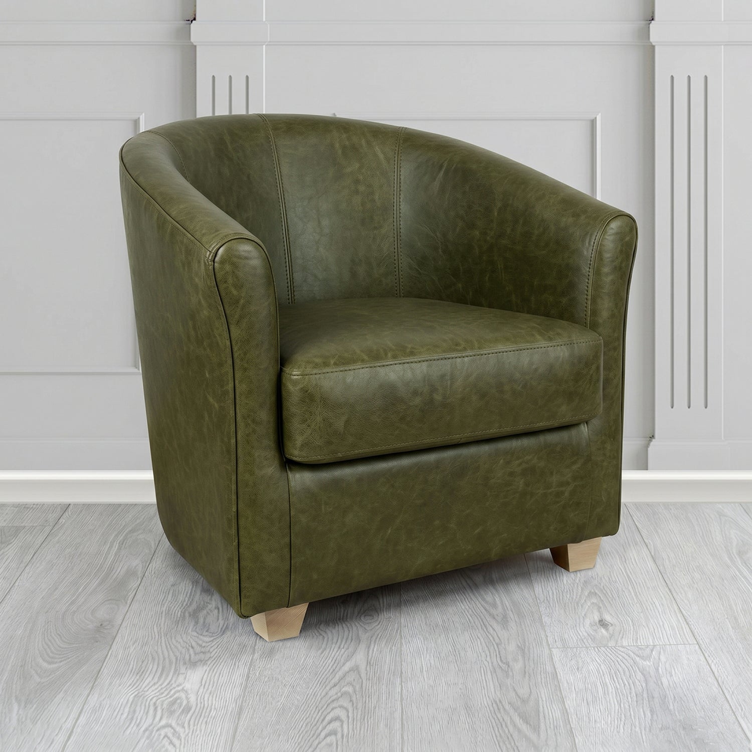 Cannes Tub Chair in Crest Leather Saloon Semi-Aniline Crib 5 Genuine Leather