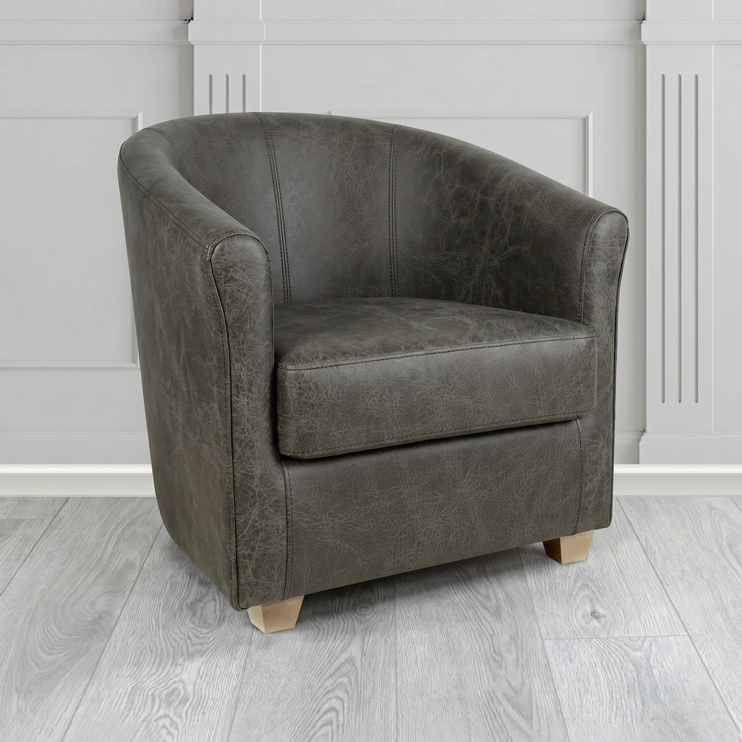 Cannes Tub Chair in Crest Leather Saloon Semi-Aniline Crib 5 Genuine Leather