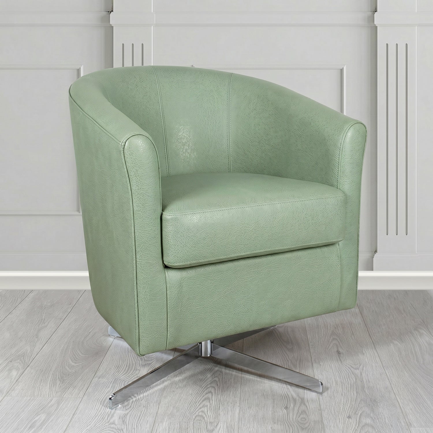 Cannes Swivel Tub Chair in Crest Leather Saloon Semi-Aniline Crib 5 Genuine Leather