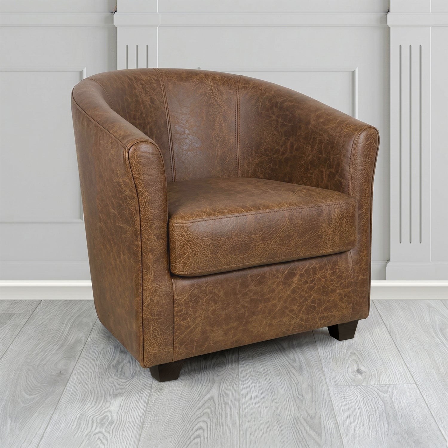Cannes Tub Chair in Crest Leather Saloon Semi-Aniline Crib 5 Genuine Leather