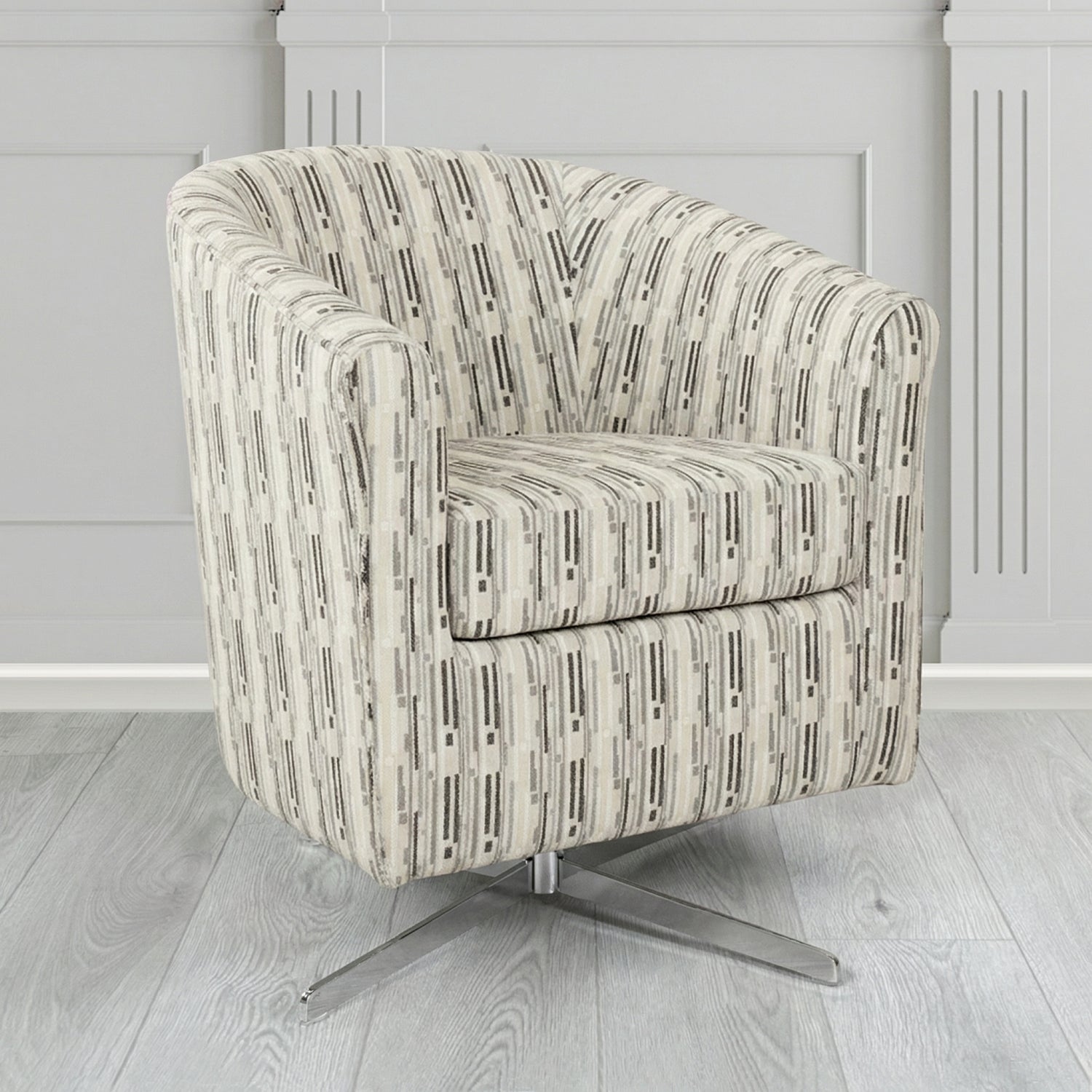 Cannes Swivel Tub Chair in Fryett's Santos Stripe Fabric