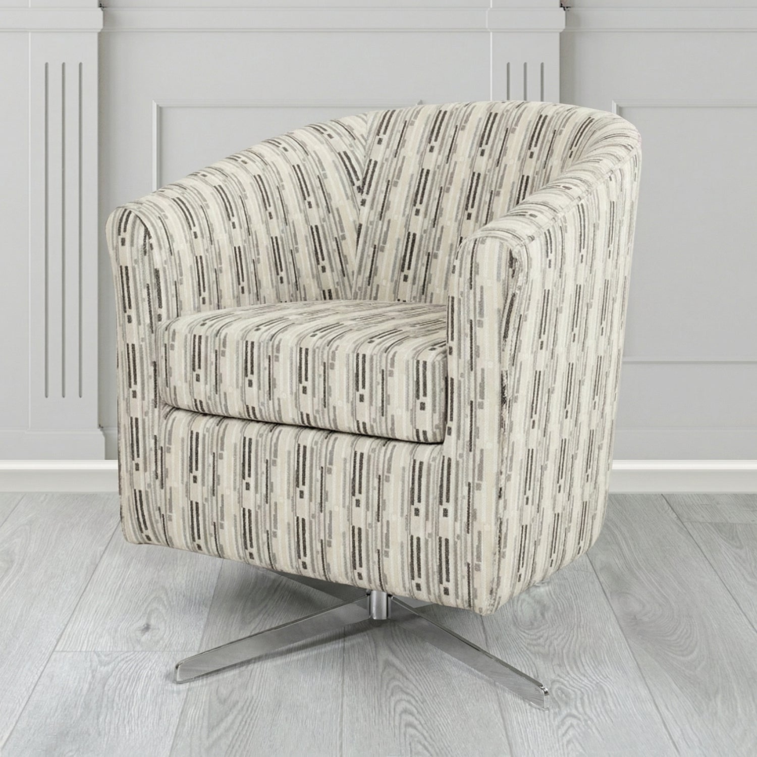 Cannes Swivel Tub Chair in Fryett's Santos Stripe Fabric