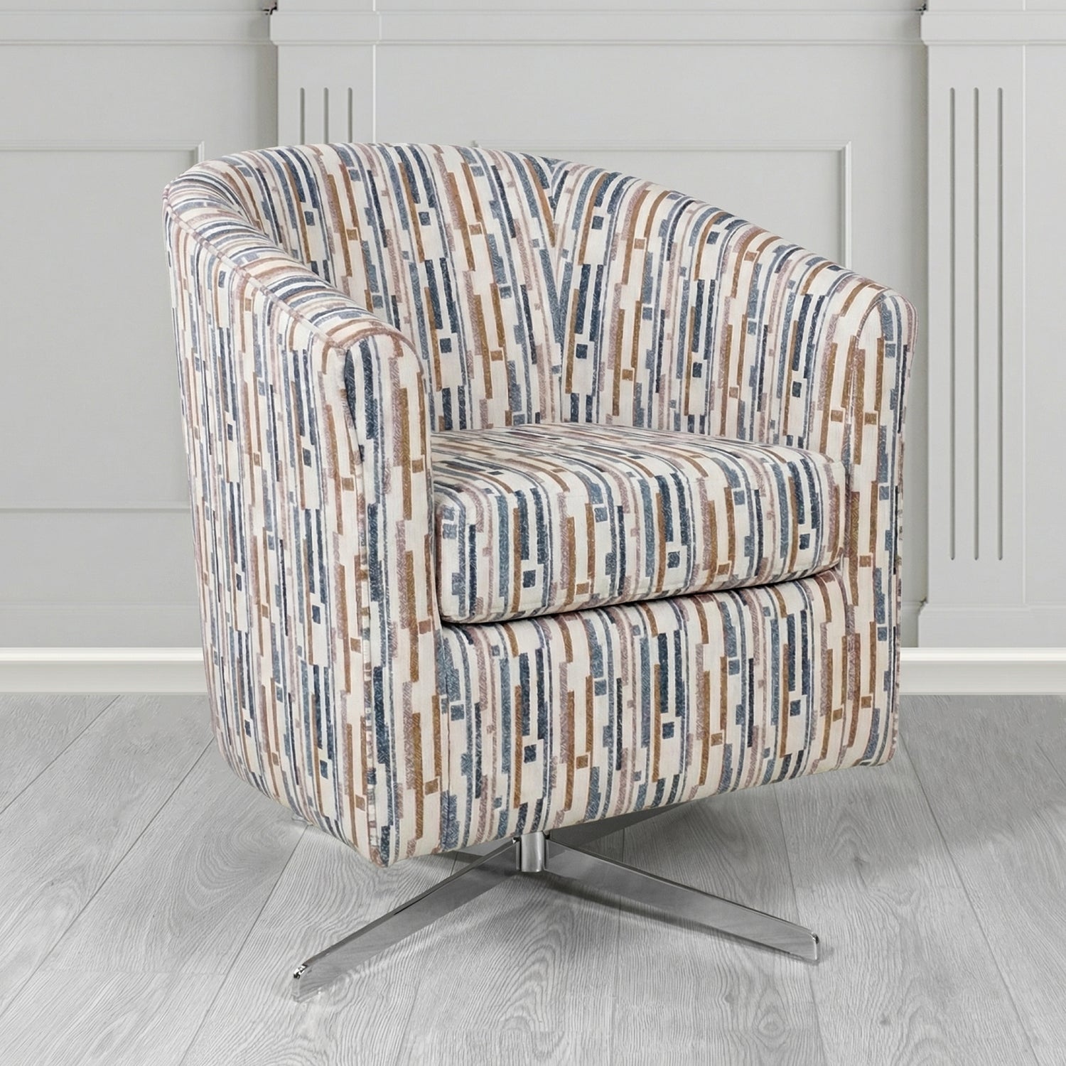 Cannes Swivel Tub Chair in Fryett's Santos Stripe Fabric