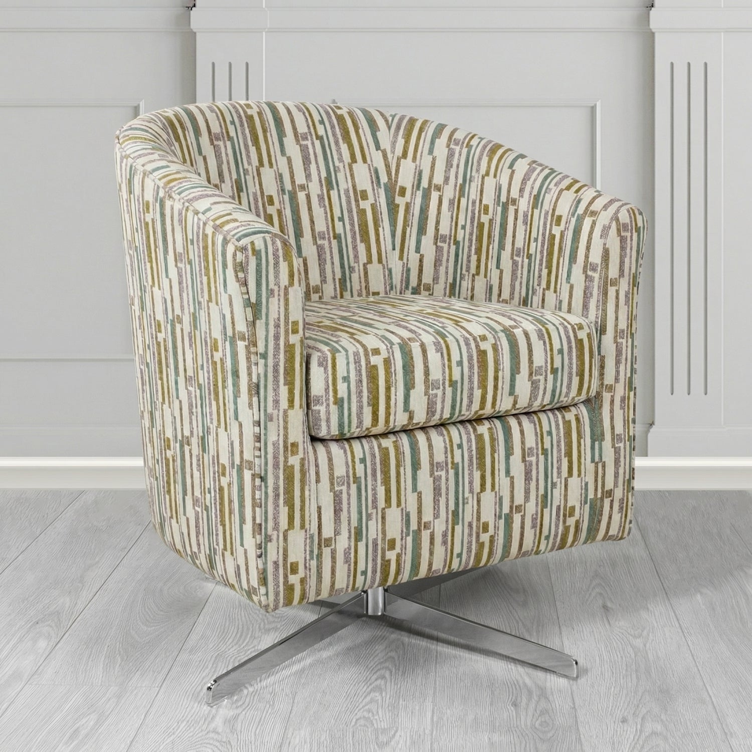 Cannes Swivel Tub Chair in Fryett's Santos Stripe Fabric
