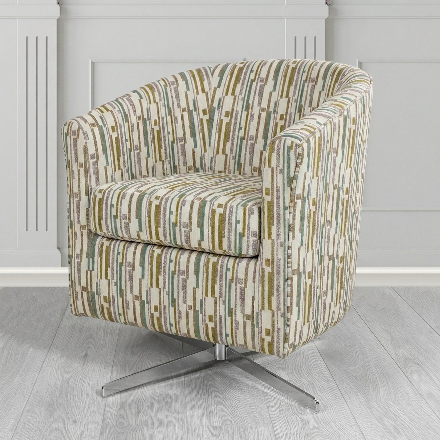 Cannes Swivel Tub Chair in Fryett's Santos Stripe Fabric