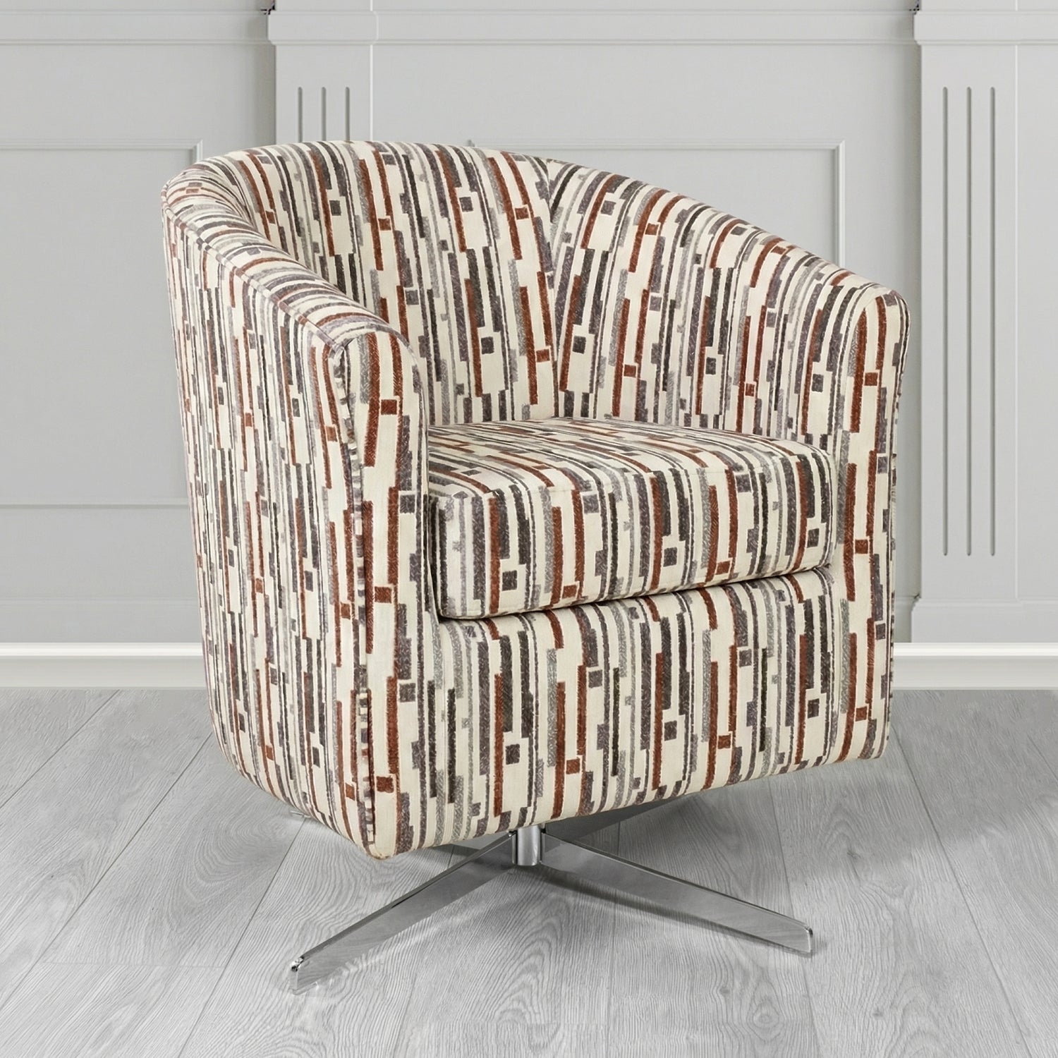 Cannes Swivel Tub Chair in Fryett's Santos Stripe Fabric