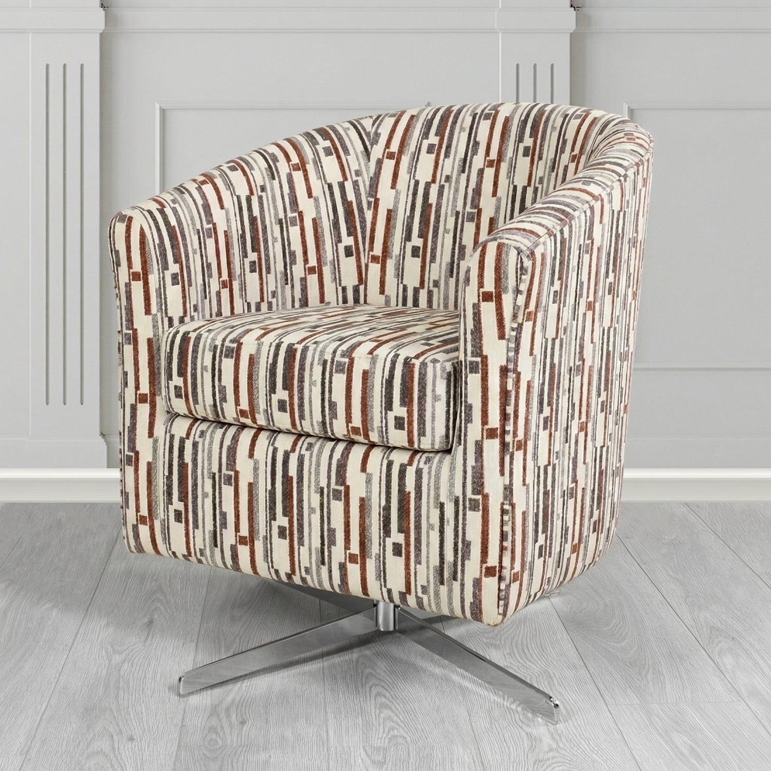 Cannes Swivel Tub Chair in Fryett's Santos Stripe Fabric