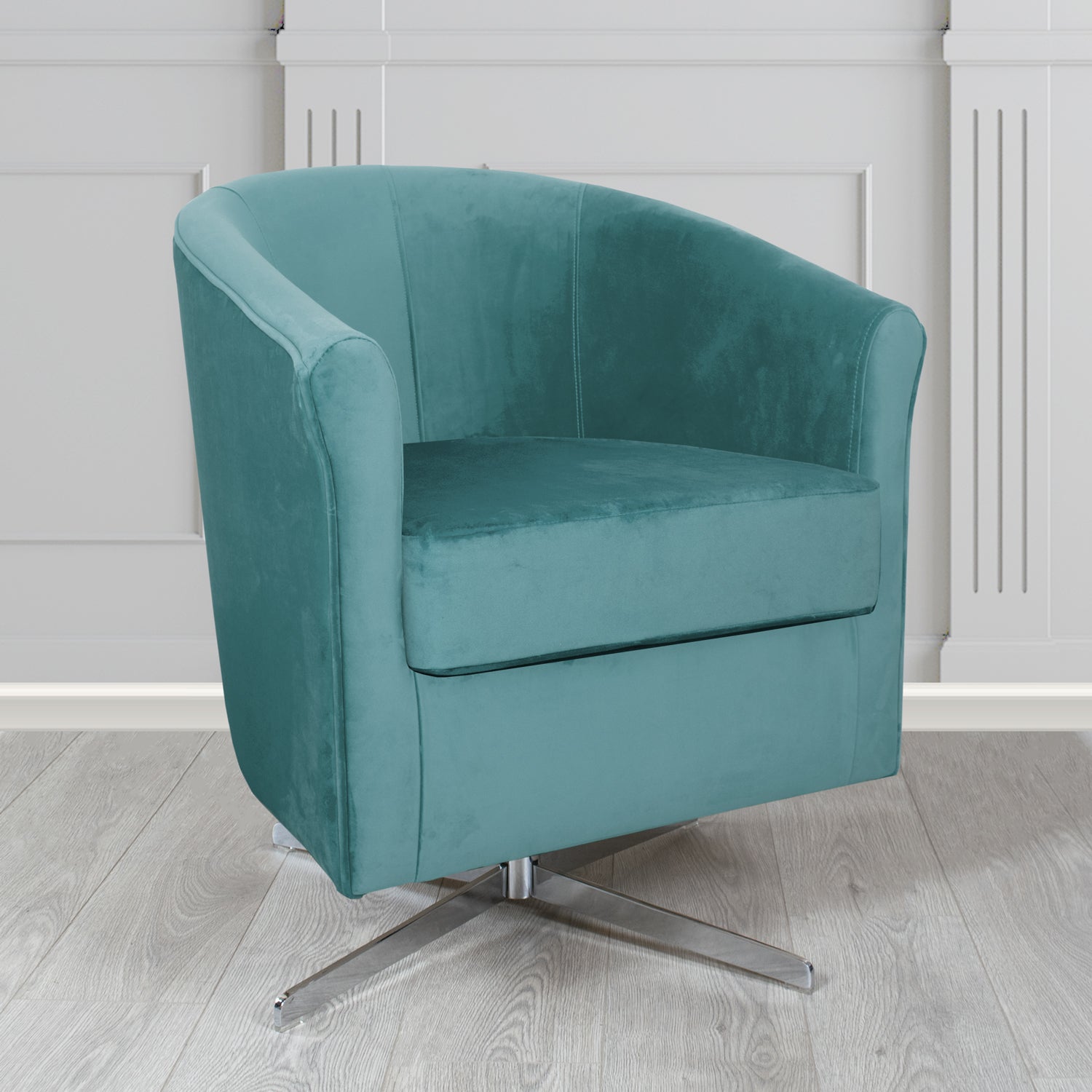 Cannes Swivel Tub Chair in Sapore Velvet Fabric