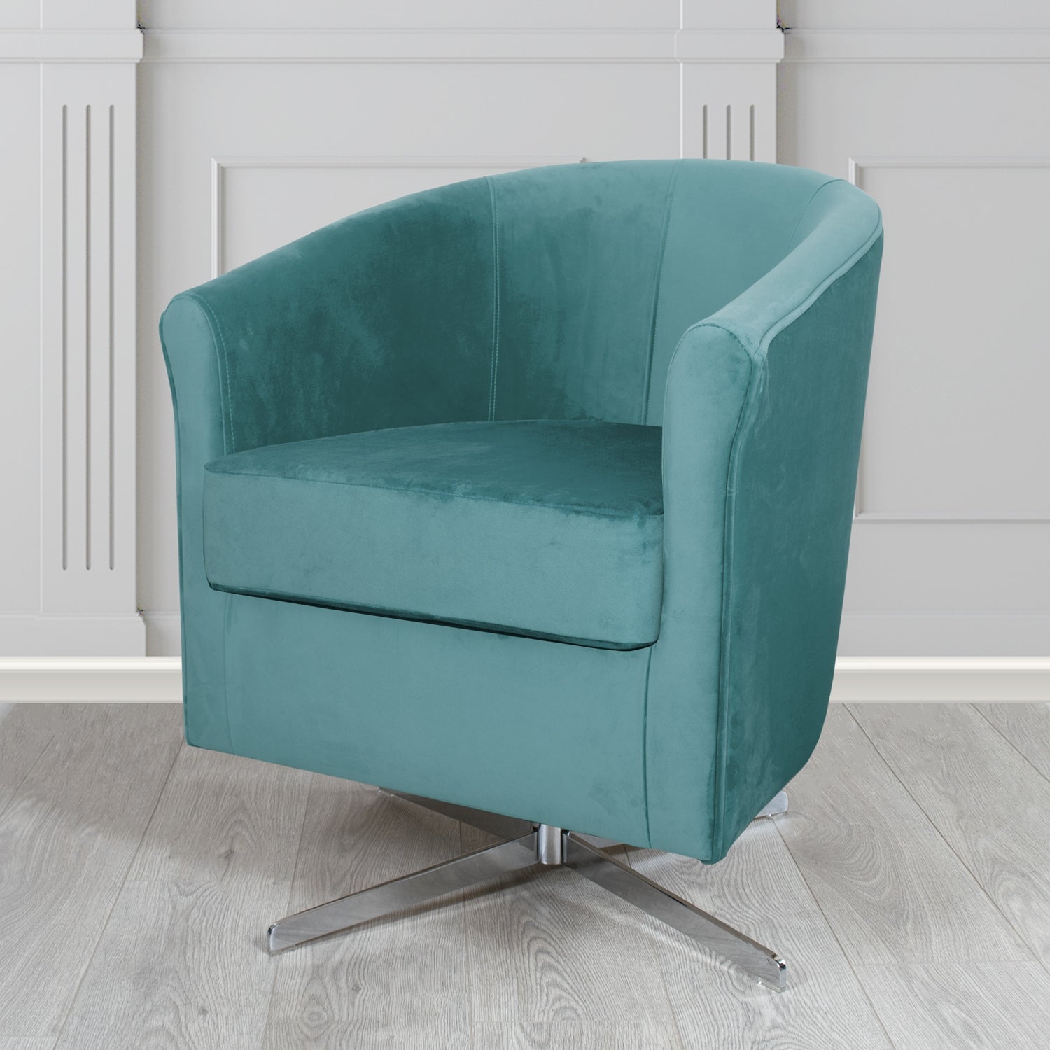 Cannes Swivel Tub Chair in Sapore Velvet Fabric