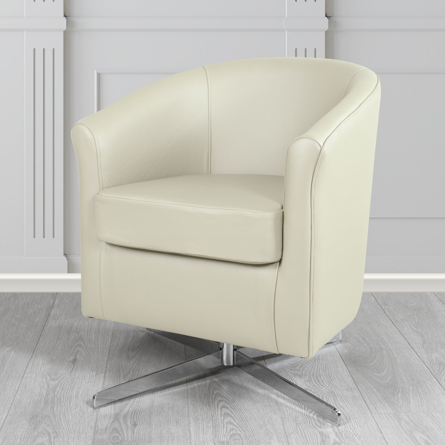 Cannes Swivel Tub Chair in Crest Leather Shelly Crib 5 Genuine Leather