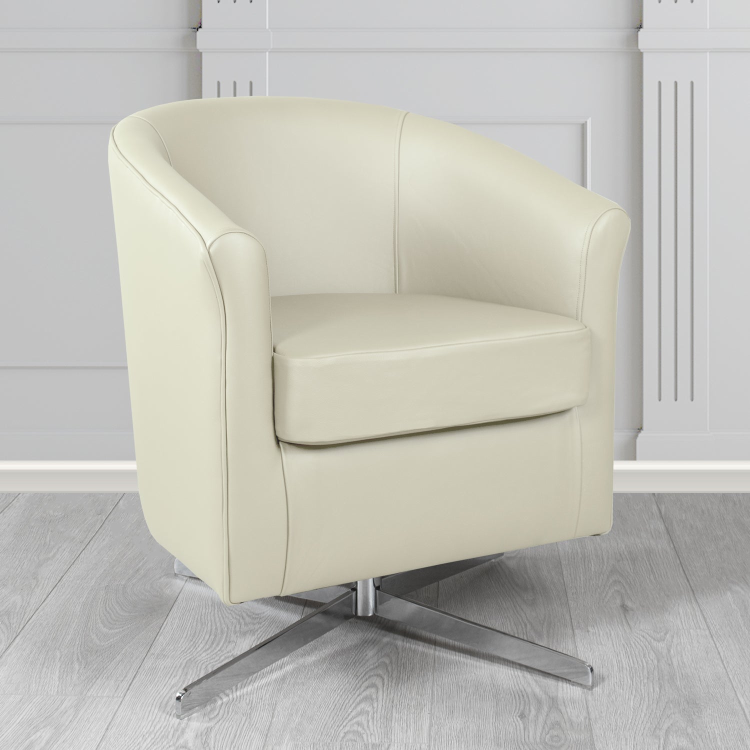 Cannes Swivel Tub Chair in Crest Leather Shelly Crib 5 Genuine Leather