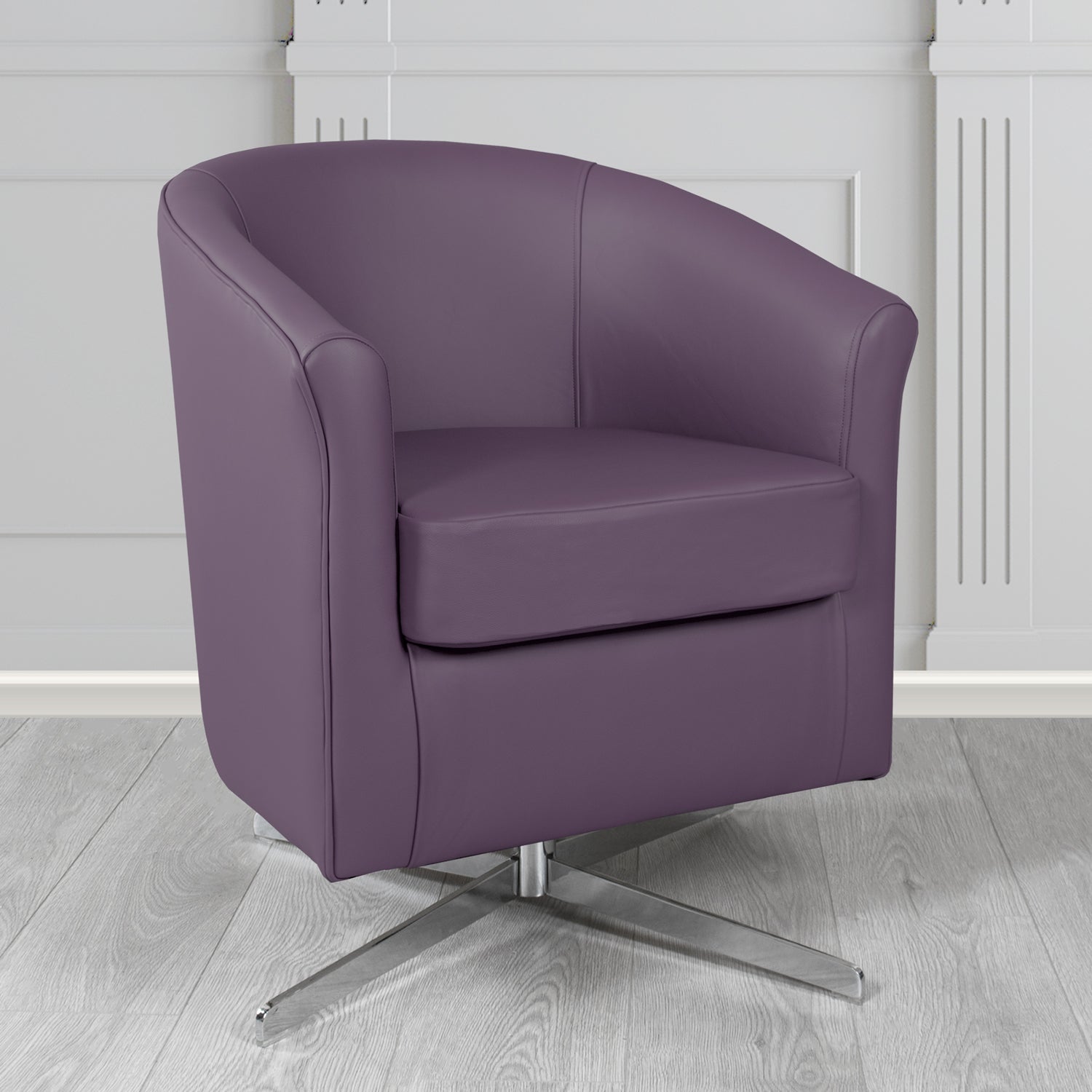 Cannes Swivel Tub Chair in Crest Leather Shelly Crib 5 Genuine Leather