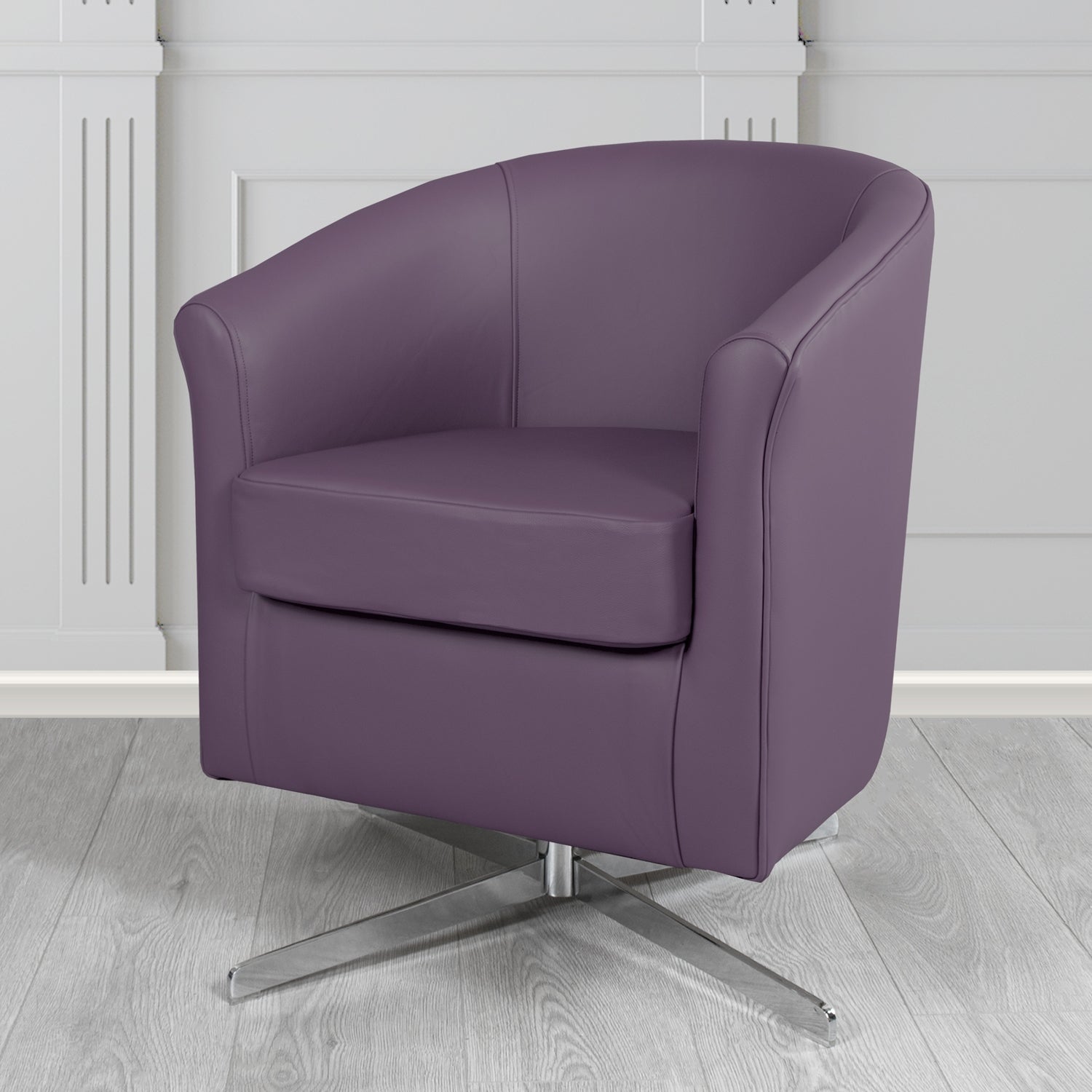 Cannes Swivel Tub Chair in Crest Leather Shelly Crib 5 Genuine Leather