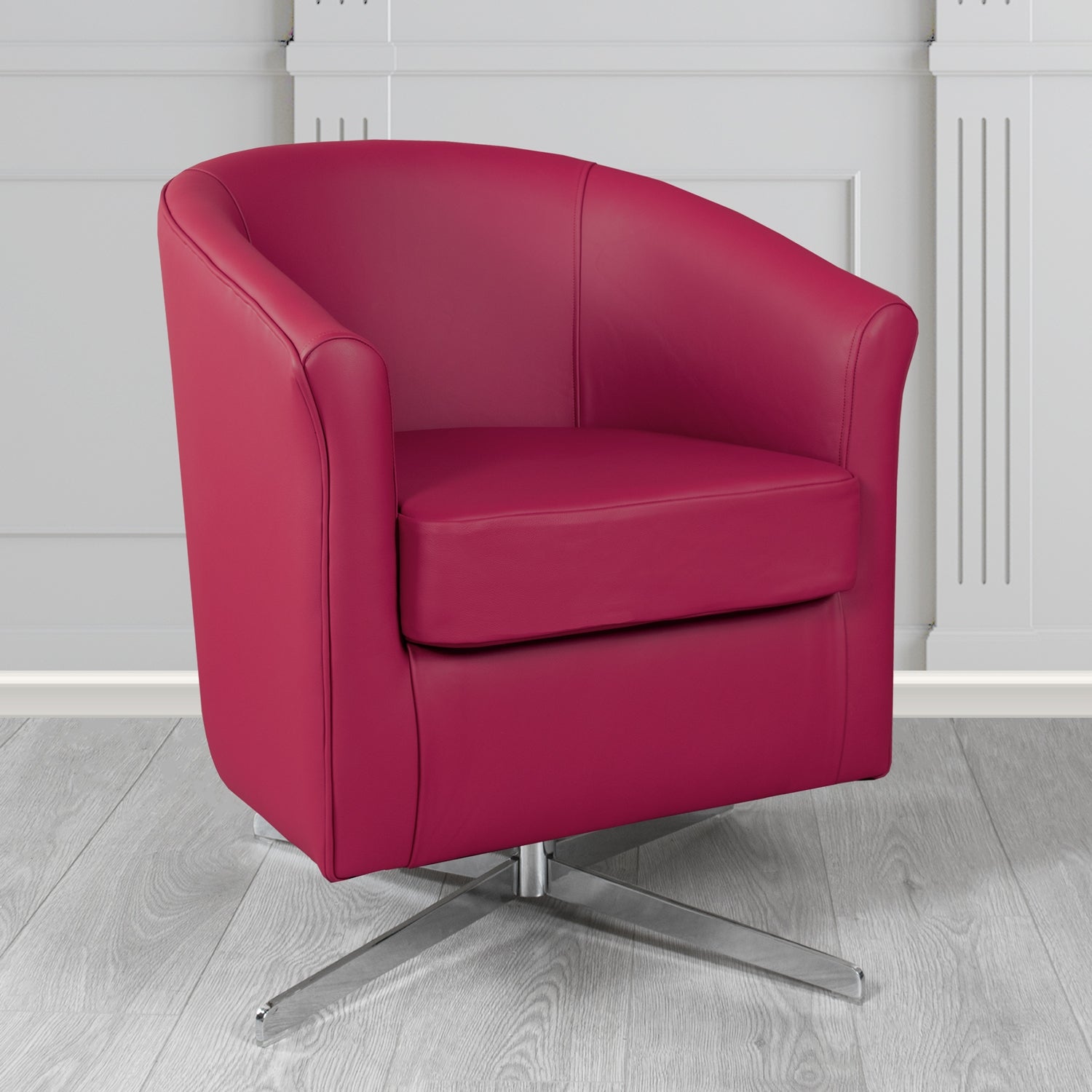 Cannes Swivel Tub Chair in Crest Leather Shelly Crib 5 Genuine Leather