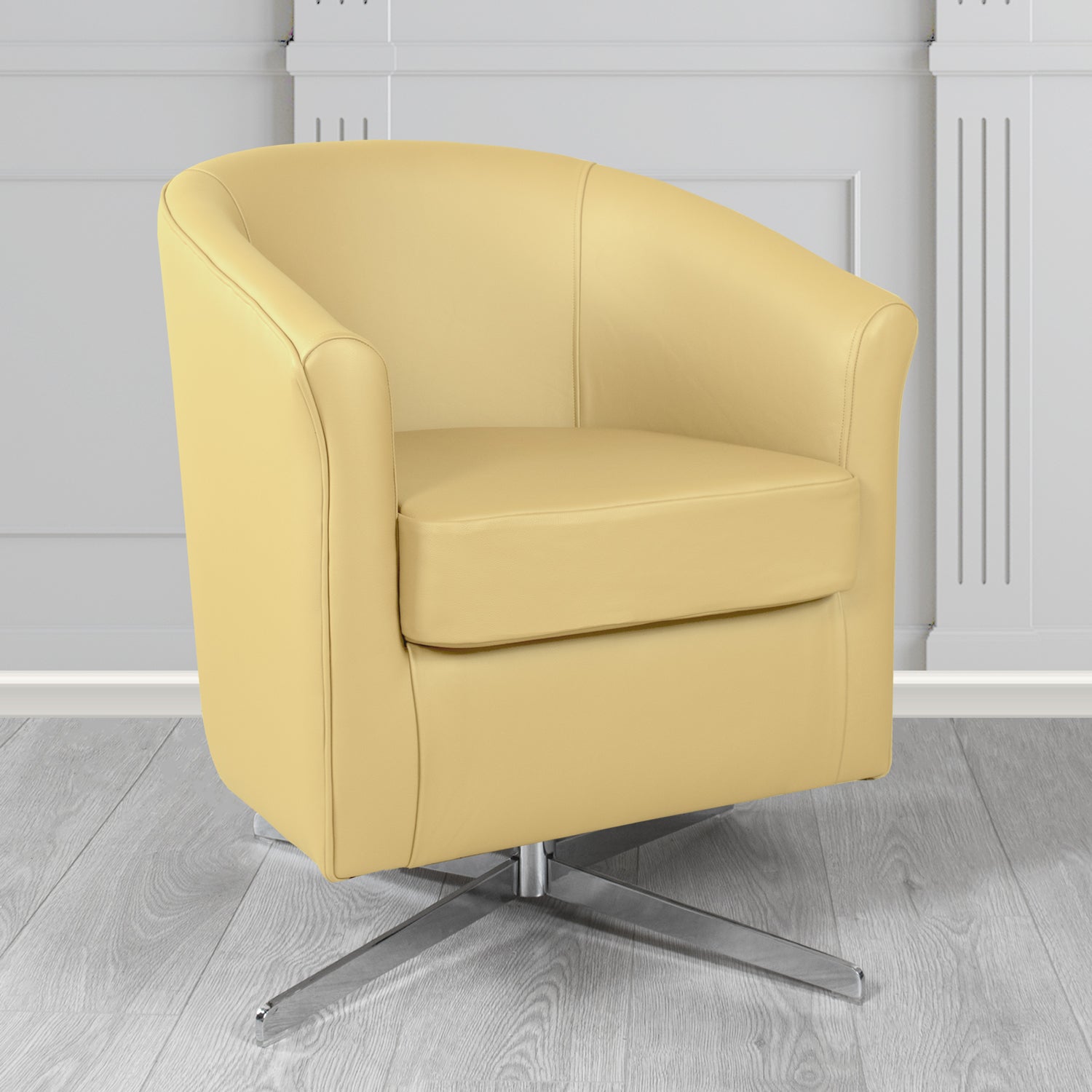 Cannes Swivel Tub Chair in Crest Leather Shelly Crib 5 Genuine Leather