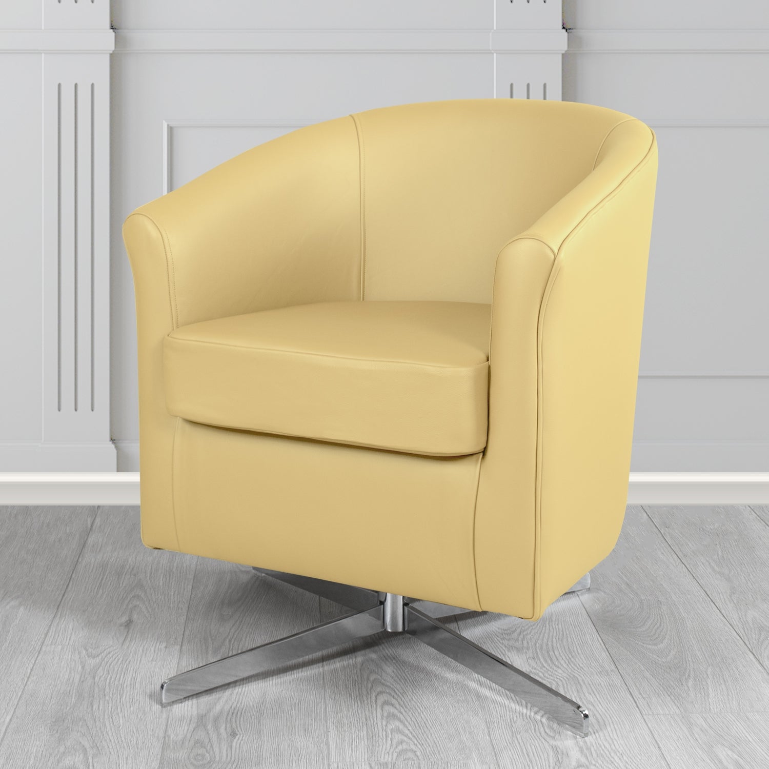 Cannes Swivel Tub Chair in Crest Leather Shelly Crib 5 Genuine Leather
