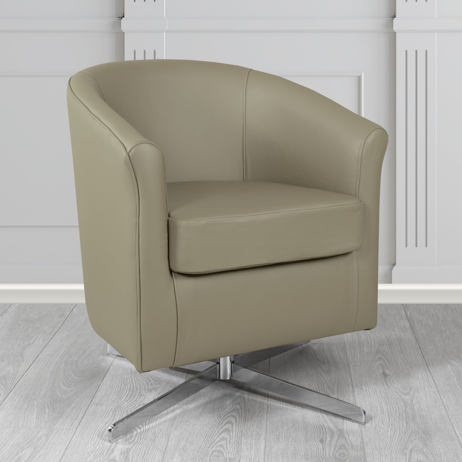 Cannes Swivel Tub Chair in Crest Leather Shelly Crib 5 Genuine Leather