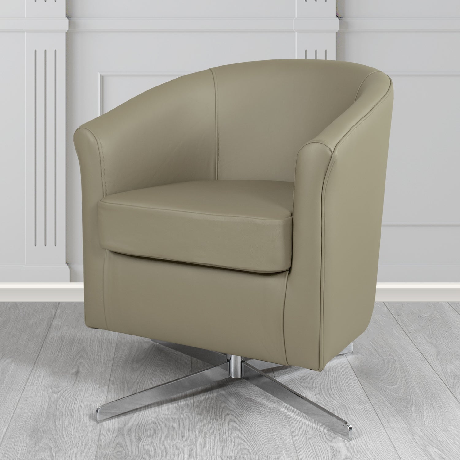 Cannes Swivel Tub Chair in Crest Leather Shelly Crib 5 Genuine Leather