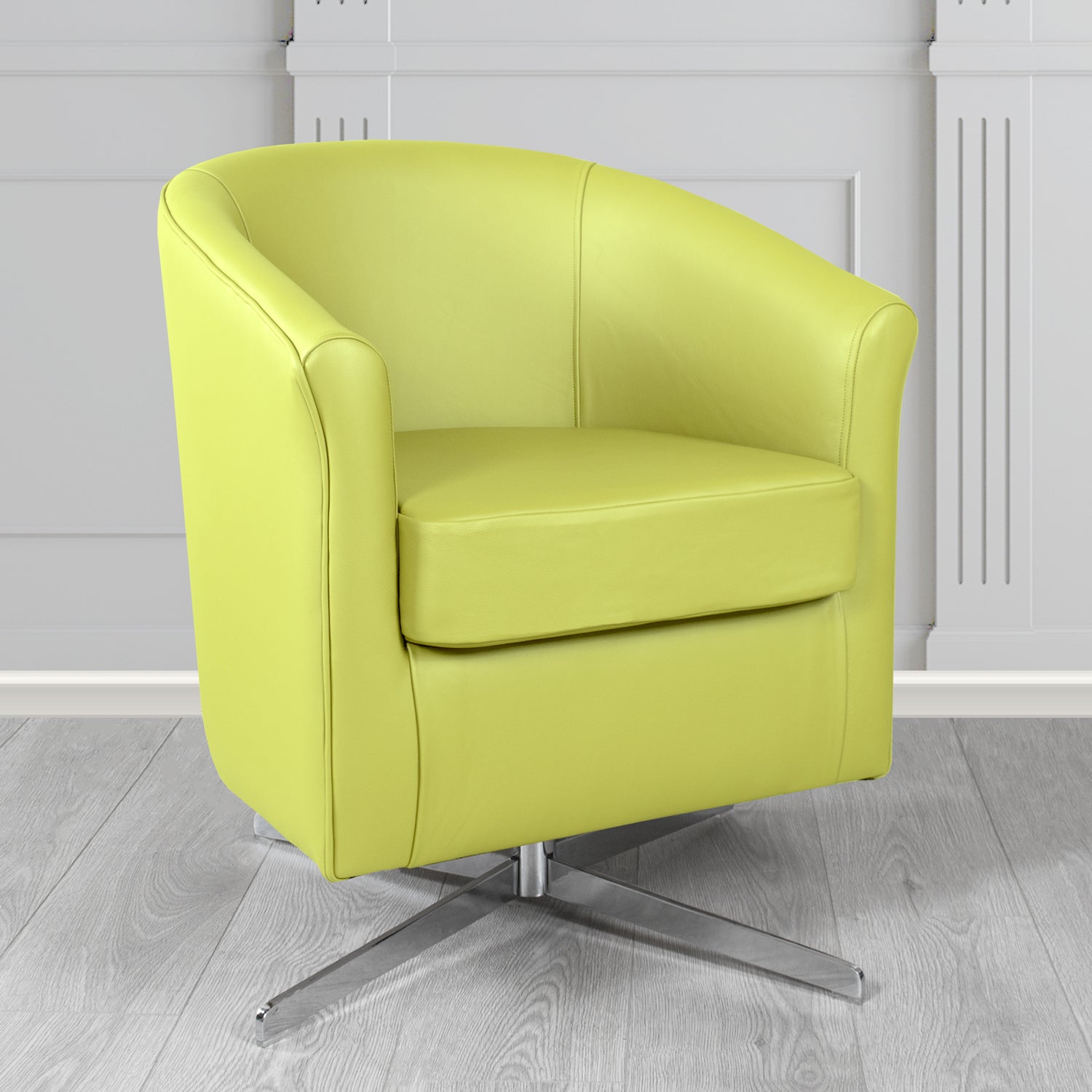 Cannes Swivel Tub Chair in Crest Leather Shelly Crib 5 Genuine Leather
