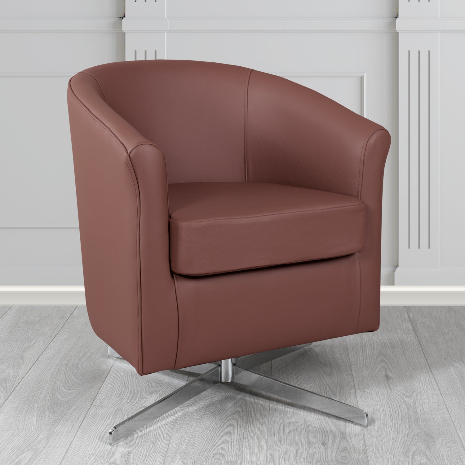 Cannes Swivel Tub Chair in Crest Leather Shelly Crib 5 Genuine Leather