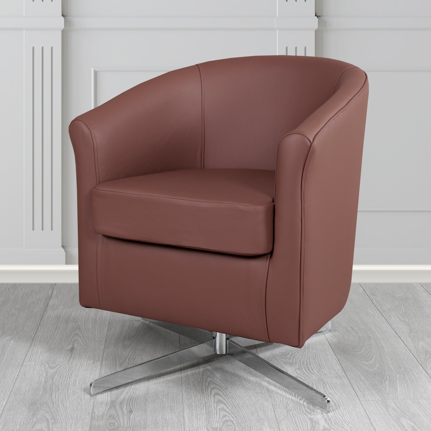 Cannes Swivel Tub Chair in Crest Leather Shelly Crib 5 Genuine Leather