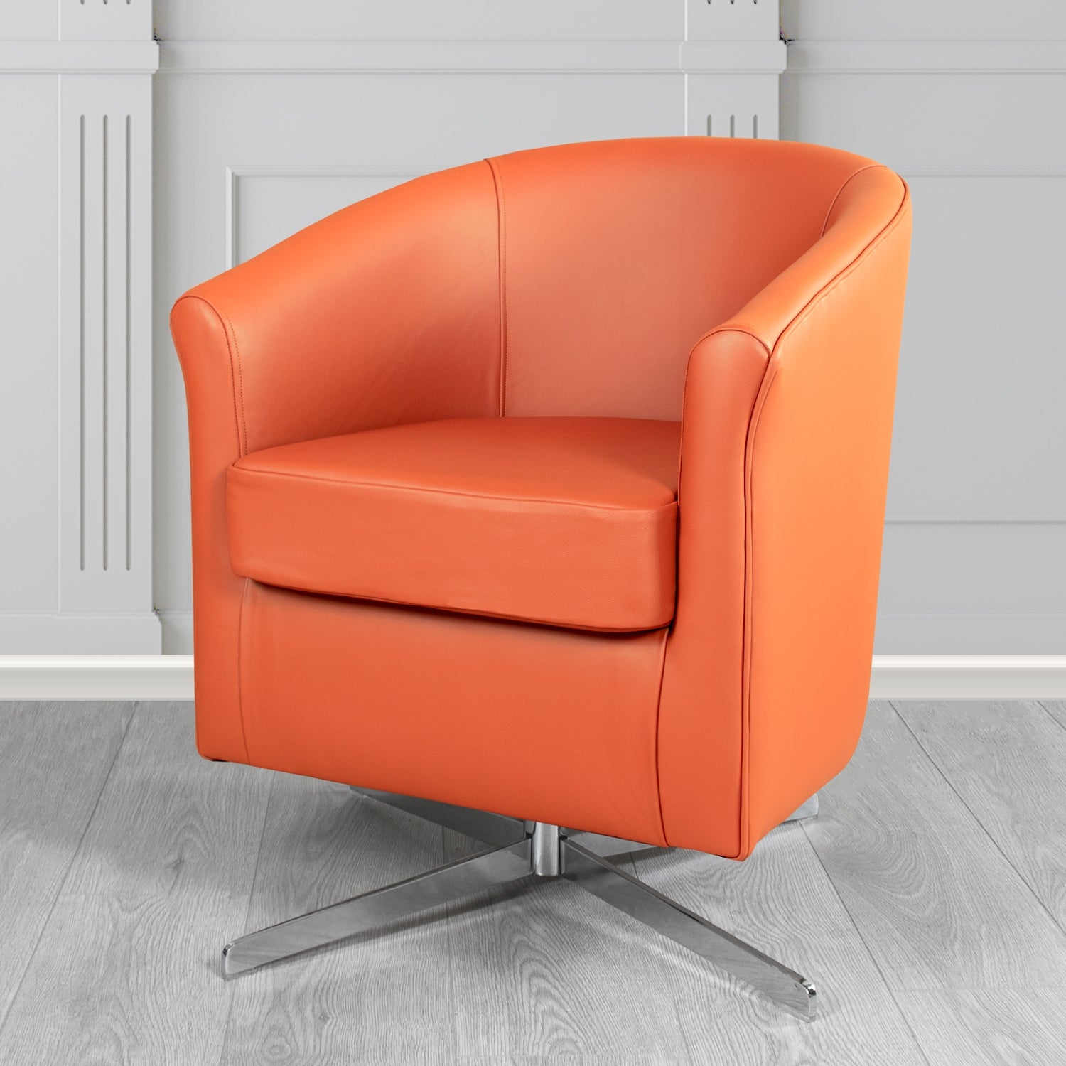 Cannes Swivel Tub Chair in Crest Leather Shelly Crib 5 Genuine Leather