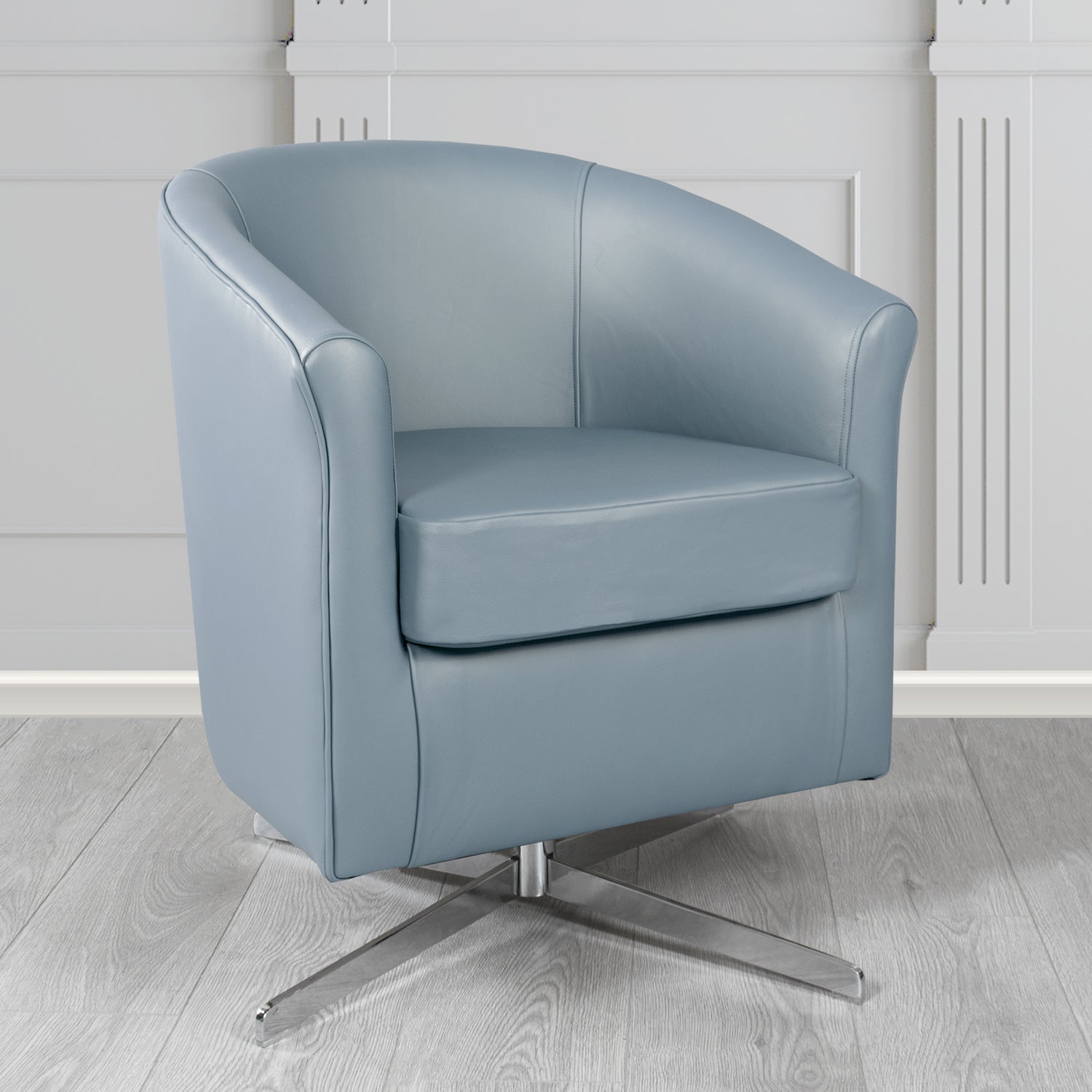 Cannes Swivel Tub Chair in Crest Leather Shelly Crib 5 Genuine Leather