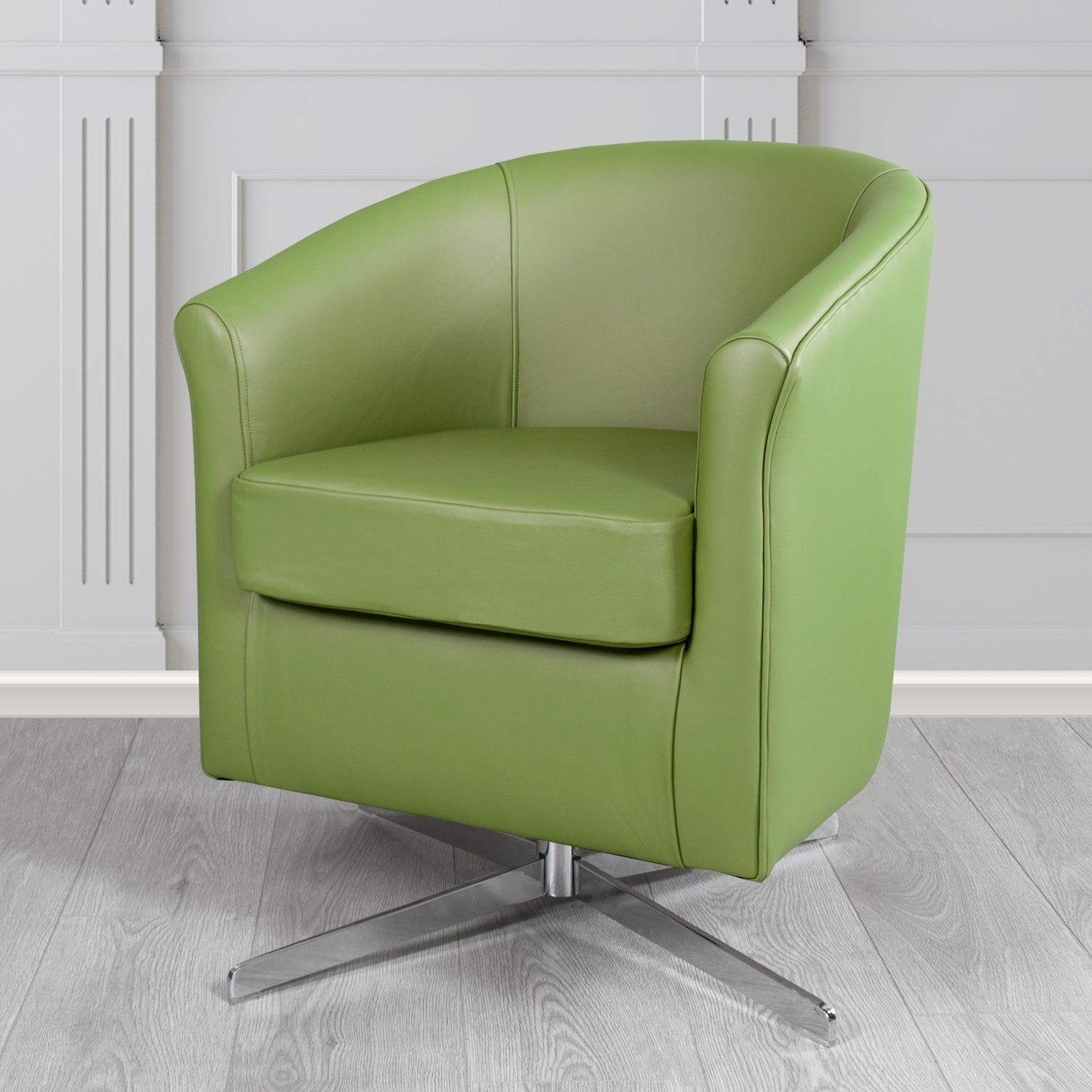 Cannes Swivel Tub Chair in Crest Leather Shelly Crib 5 Genuine Leather