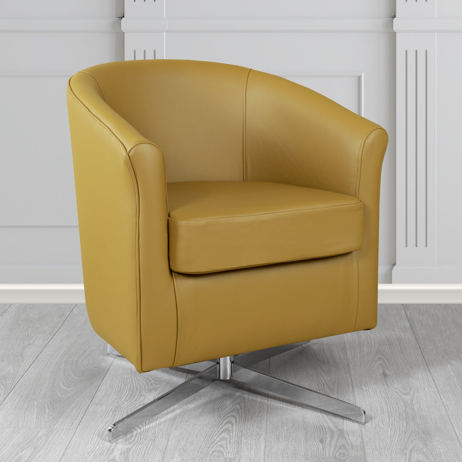 Cannes Swivel Tub Chair in Crest Leather Shelly Crib 5 Genuine Leather