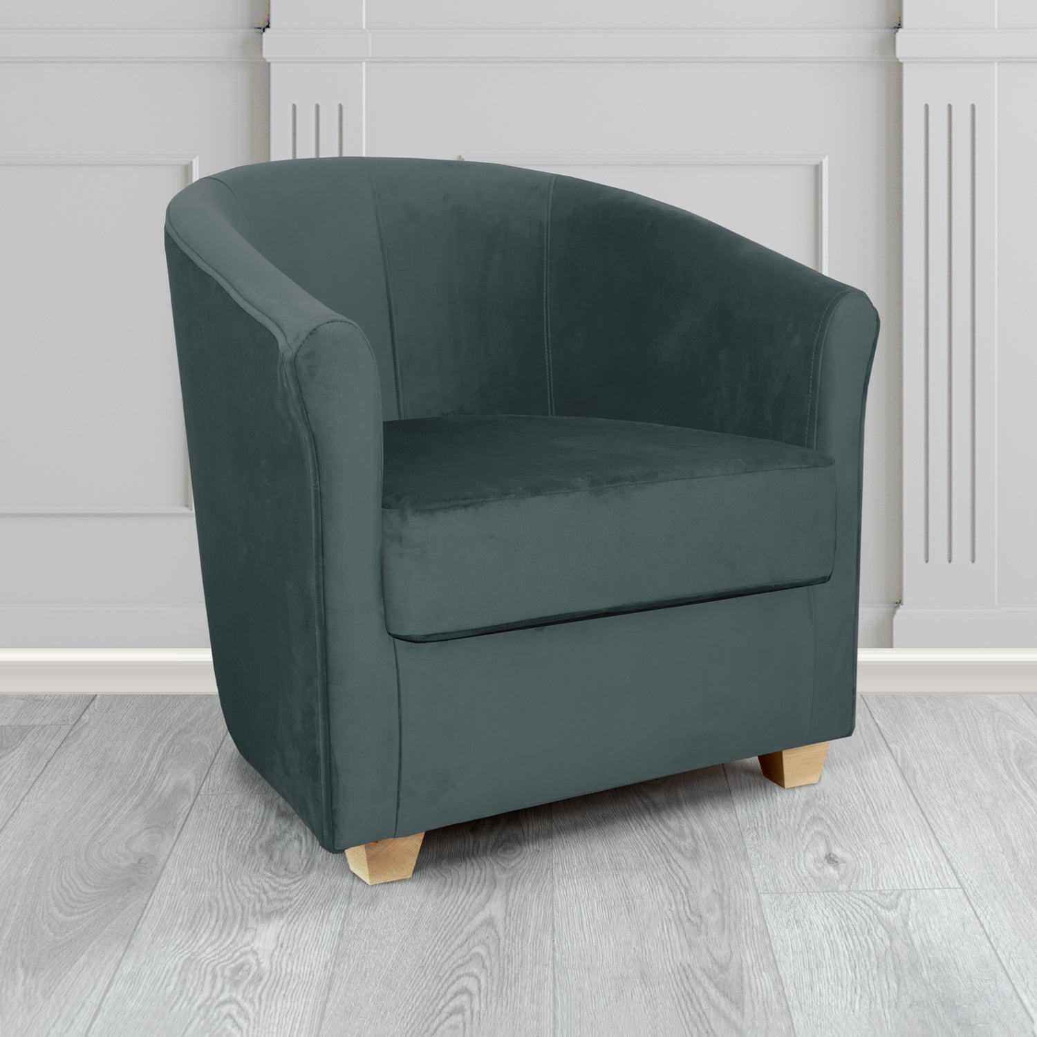 Cannes Tub Chair in Zinc Textile Z Suede Crib 5 Faux Suede Fabric