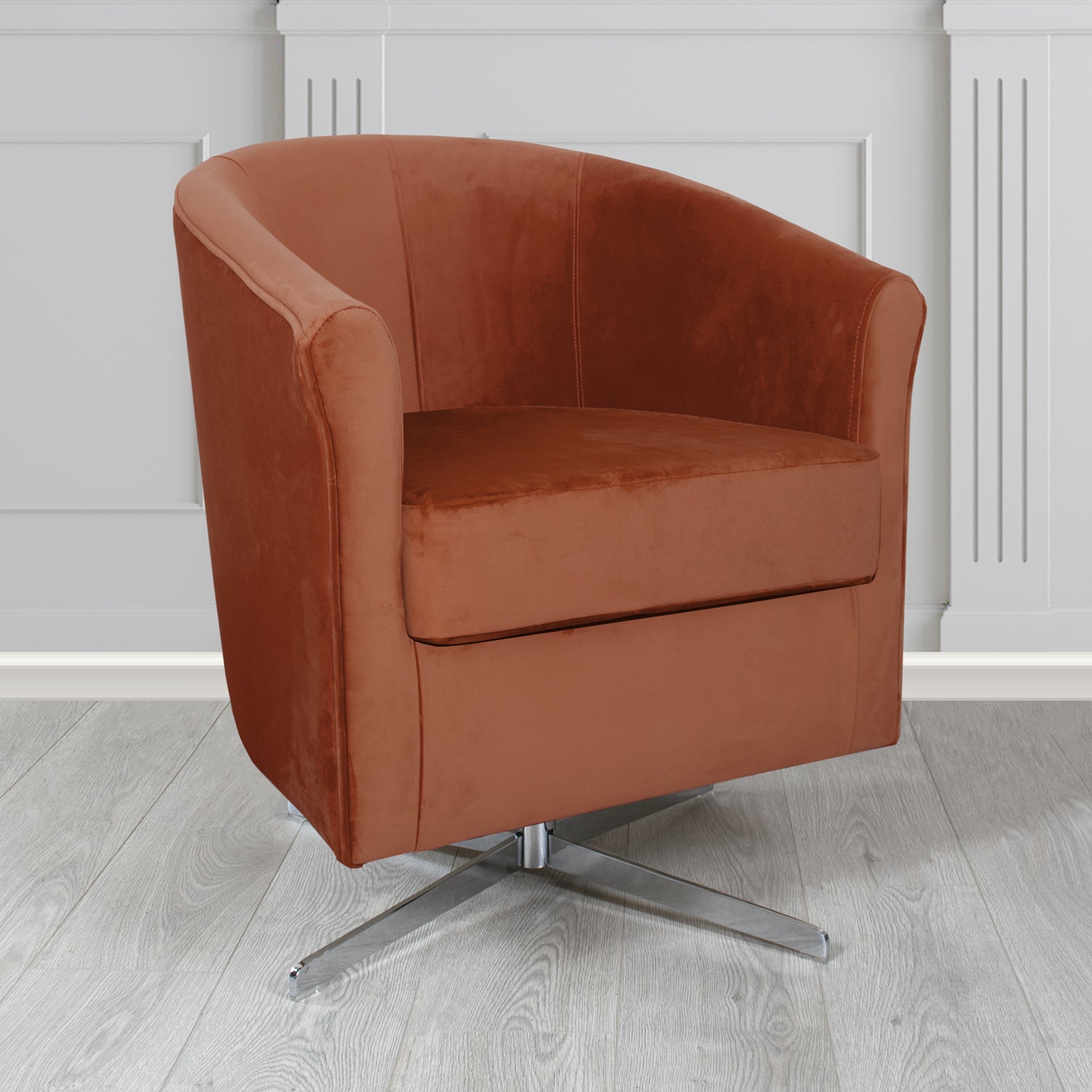 Cannes Swivel Tub Chair in Zinc Textile Z Suede Crib 5 Faux Suede Fabric