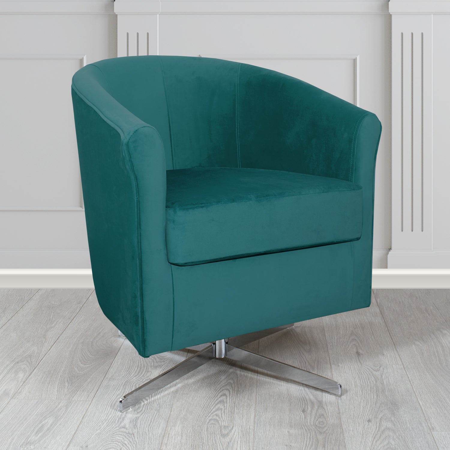 Cannes Swivel Tub Chair in Zinc Textile Z Suede Crib 5 Faux Suede Fabric