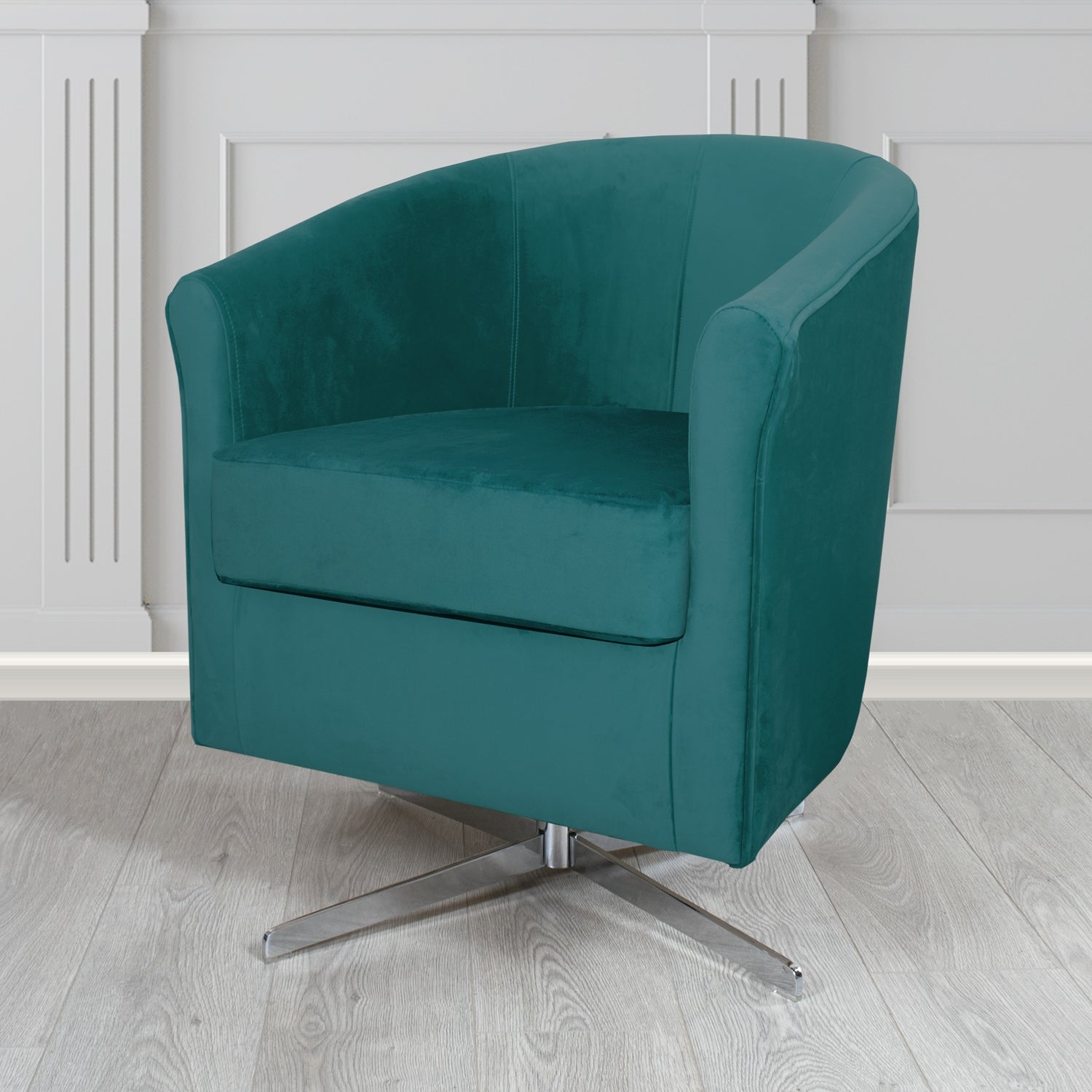 Cannes Swivel Tub Chair in Zinc Textile Z Suede Crib 5 Faux Suede Fabric